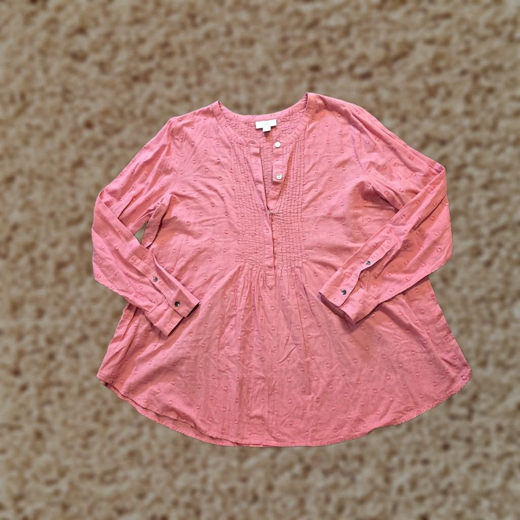J. Jill J. Jill Top Womens Small Petite Pink Embroidered Peasant Popover A Line Casual Shirt Size S / US 4 / IT 40 - 1 Thumbnail