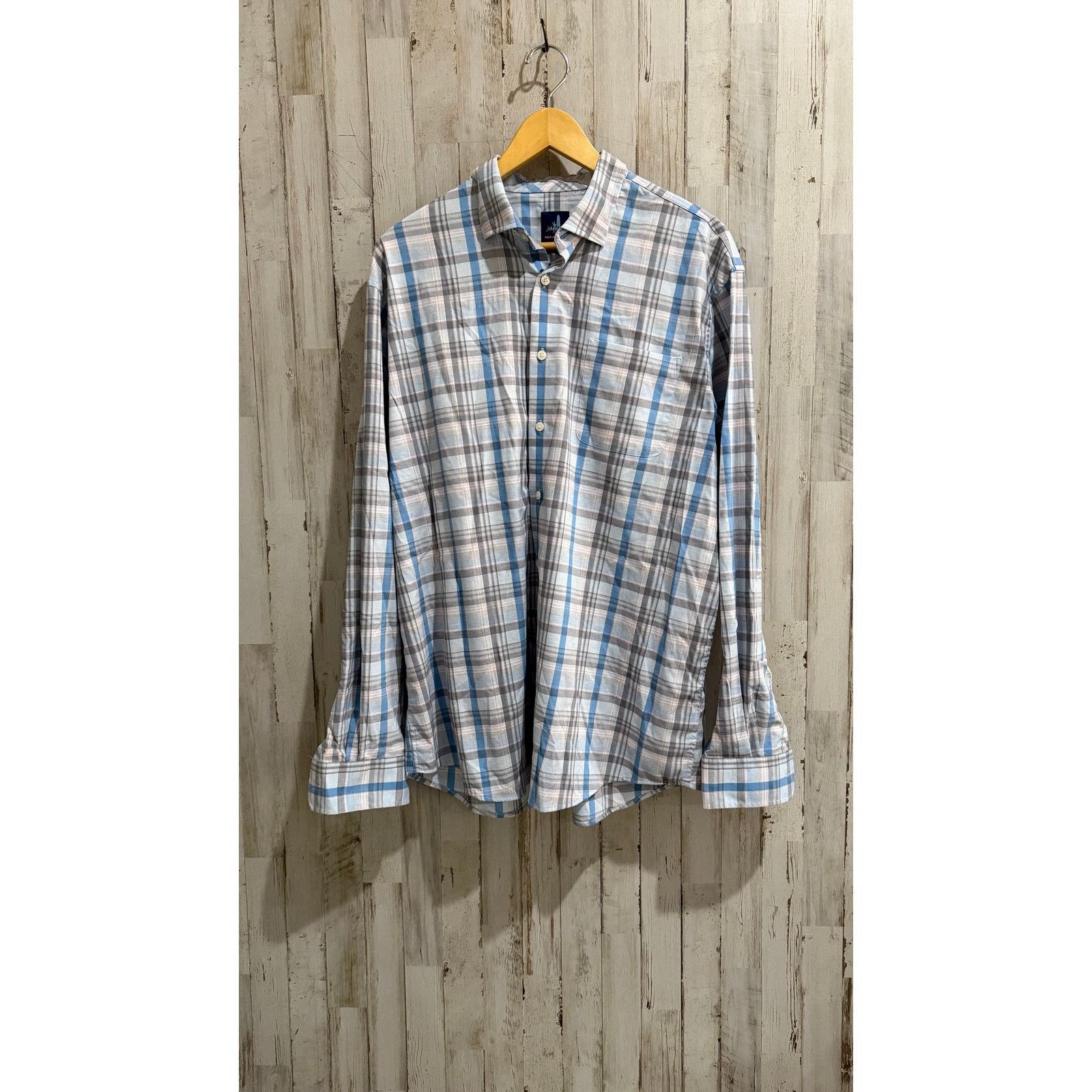 johnnie-O Johnnie-O Men's XL Blue Plaid Performance Button-Up Shirt Size US XL / EU 56 / 4 - 2 Thumbnail