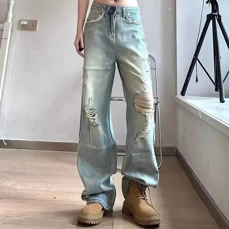 Japanese Brand Straight and loose ripped jeans Size US 32 / EU 48 - 6 Thumbnail