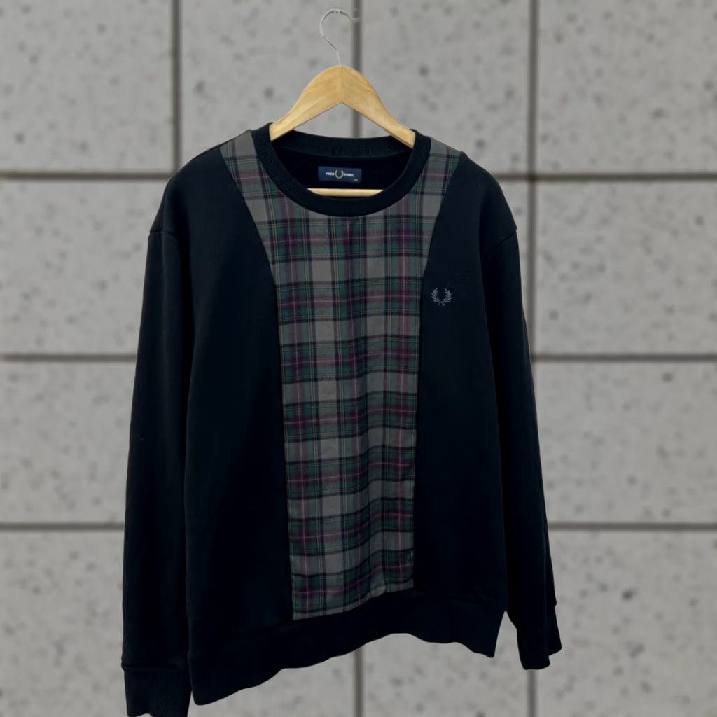 Fred Perry Fred Perry Sweatshirt Bedford Black Tartan Check Crew Neck Pullover Mens 2XL Long Sleeve Cotton Polyester Logo Size US XXL / EU 58 / 5 - 1 Thumbnail