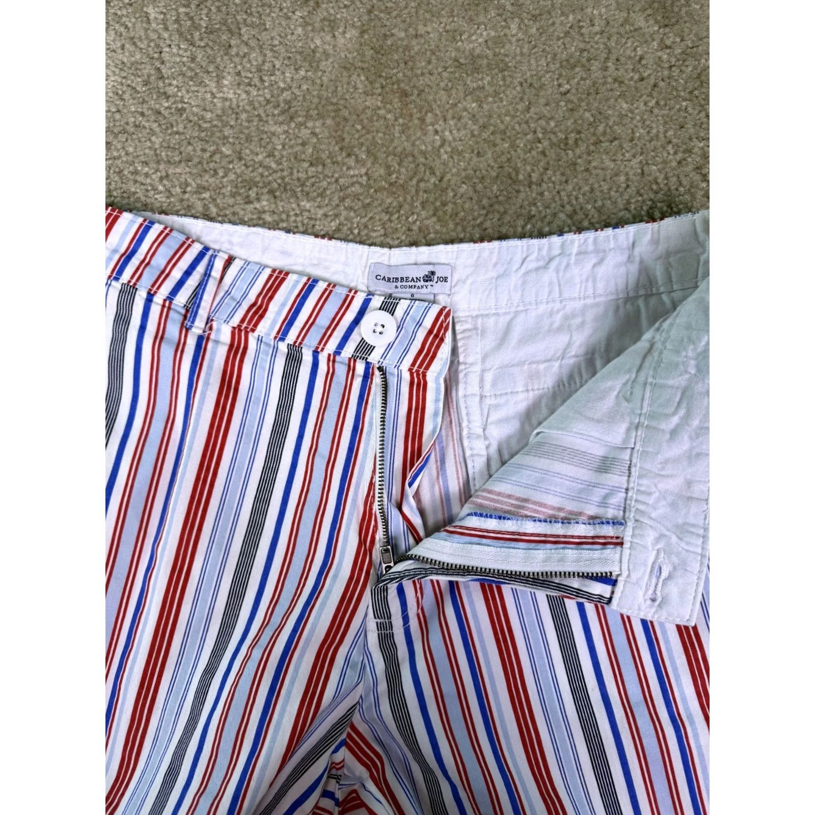 Vintage Caribbean Joe Women's Bermuda Shorts Size 6 Striped Cotton Spandex Casual Size 28" / US 6 / IT 42 - 2 Thumbnail