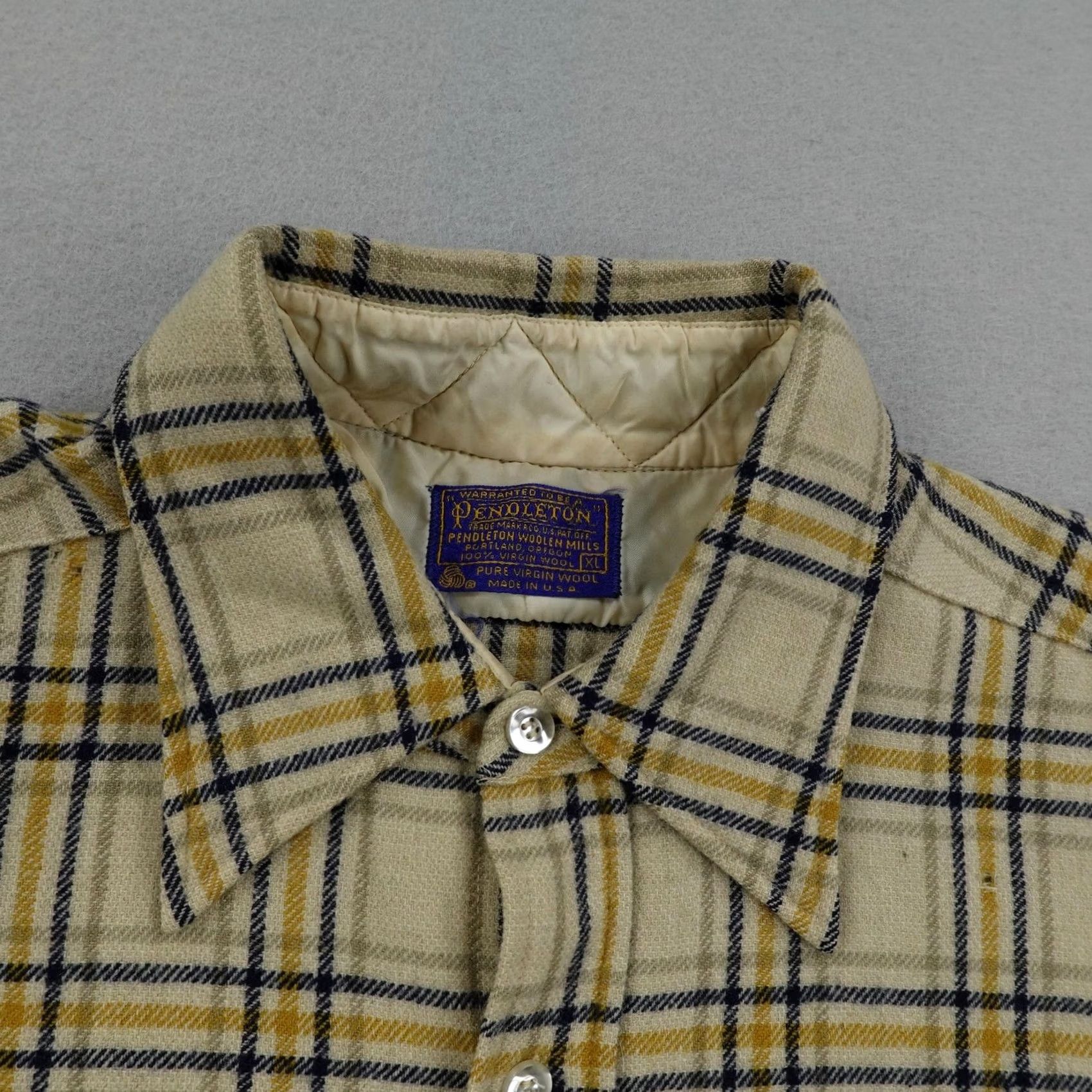 Pendleton Vintage Pendleton Shirt Mens XL Beige Plaid Lodge Flannel Wool Button Up 60s Size US XL / EU 56 / 4 - 2 Thumbnail