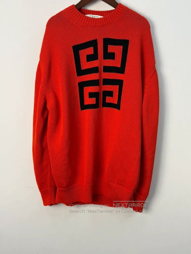 Givenchy Givenchy Orange Red Logo Knit Sweater Size US S / EU 44-46 / 1 - 1 Thumbnail