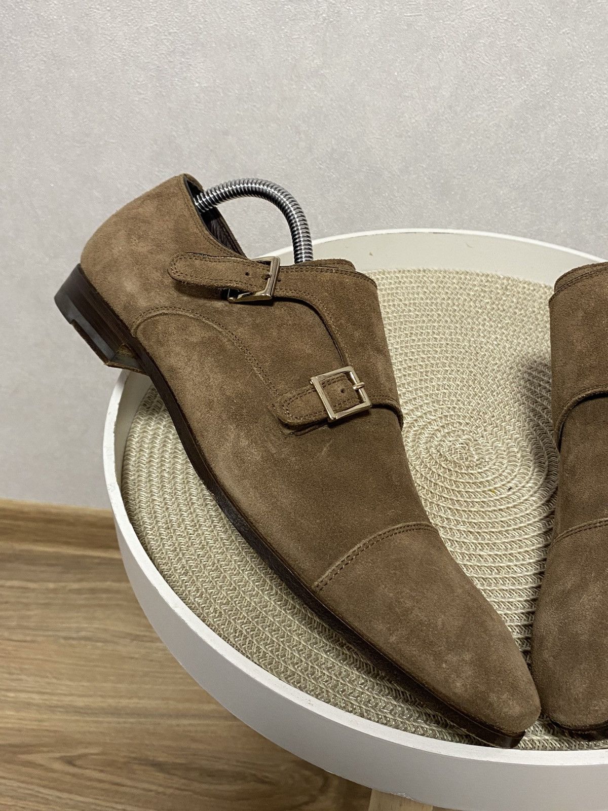 Santoni Santoni Taupe Suede Double Monk Strap Shoes Size: 7/41 Size US 8 / EU 41 - 5 Thumbnail
