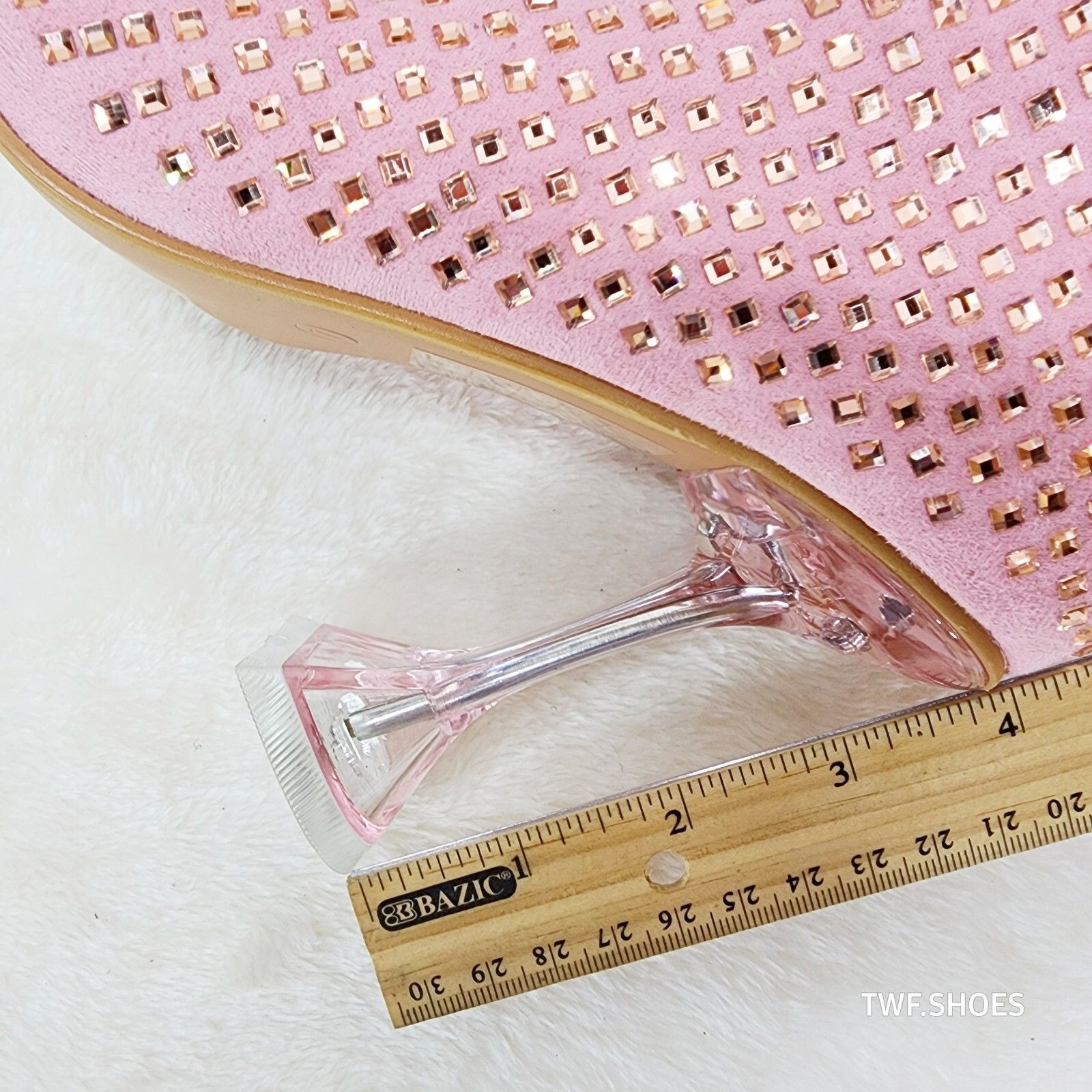 Other Glamour Shot Mirrored Rhinestone Tinted 4" Pyramid Heel Knee Size US 5.5 / IT 35.5 - 3 Thumbnail