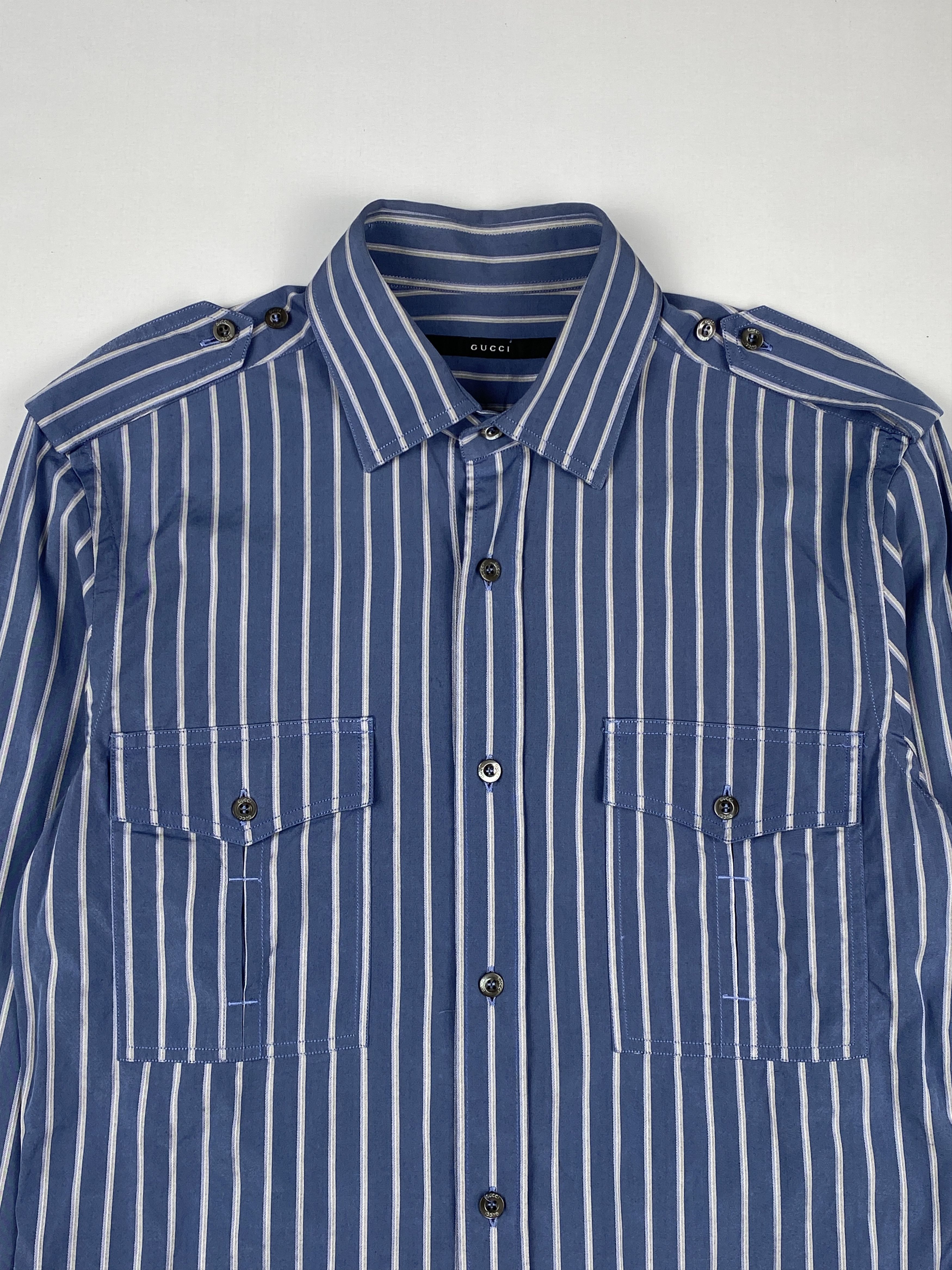 Gucci Double Pocket Striped Long Sleeve Shirt Size XS / US 0-2 / IT 36-38 - 3 Thumbnail
