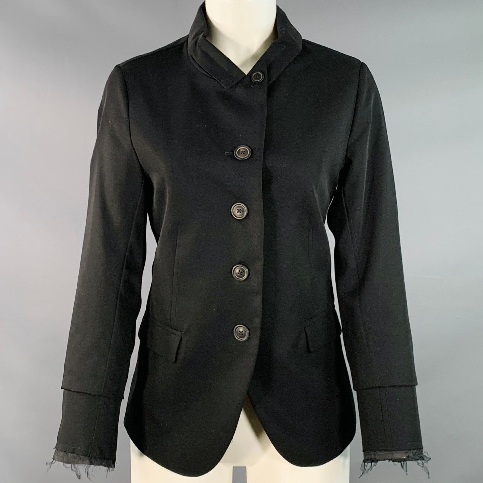 Rundholz XS Black Virgin Wool Distressed Layered Open Back Blazer Size XS / US 0-2 / IT 36-38 - 1 Thumbnail
