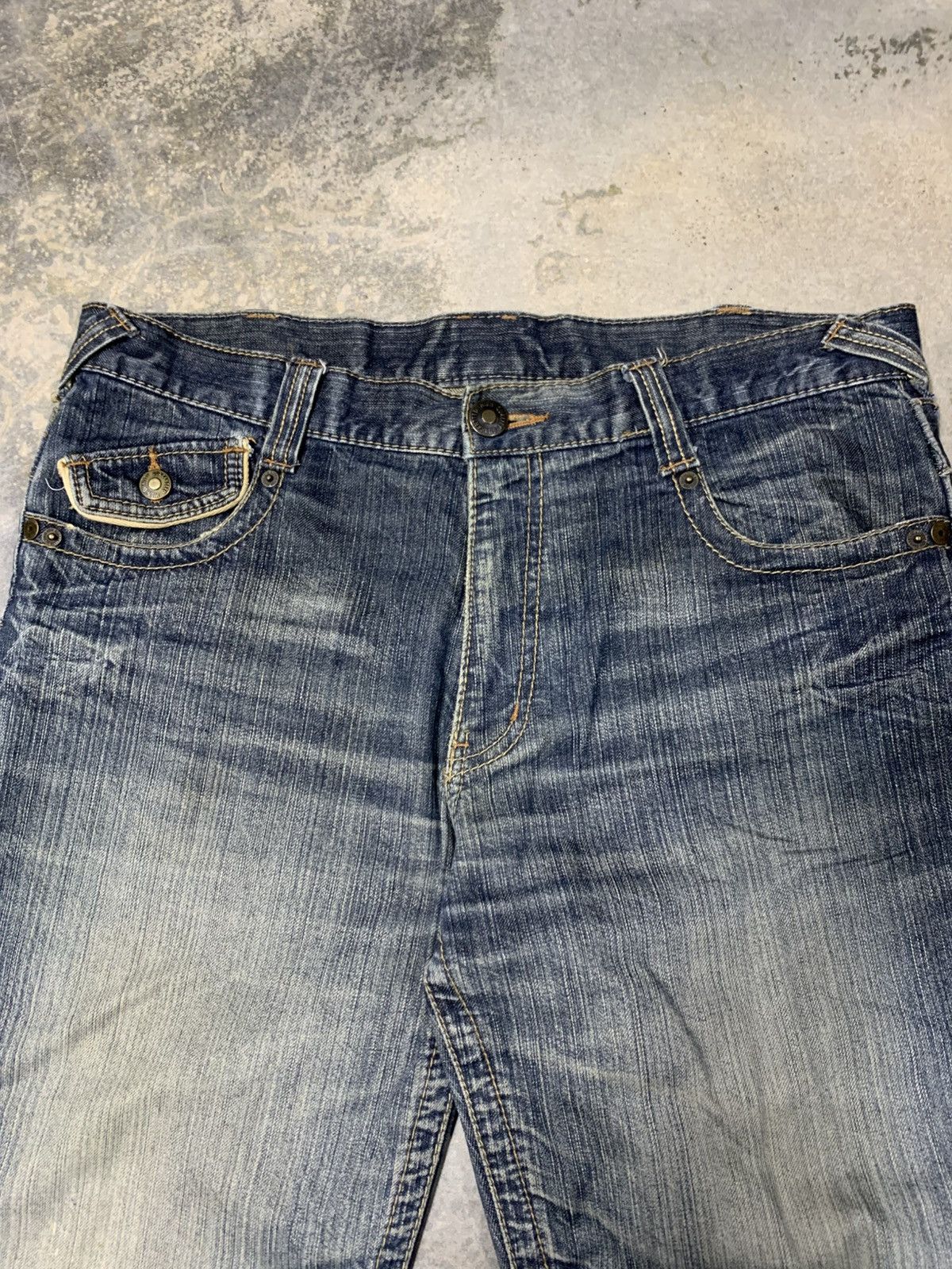 Japanese Brand × Vintage Vintage BACK RUSH Double Waist Clawmark Distressed Jean Size US 34 / EU 50 - 5 Thumbnail
