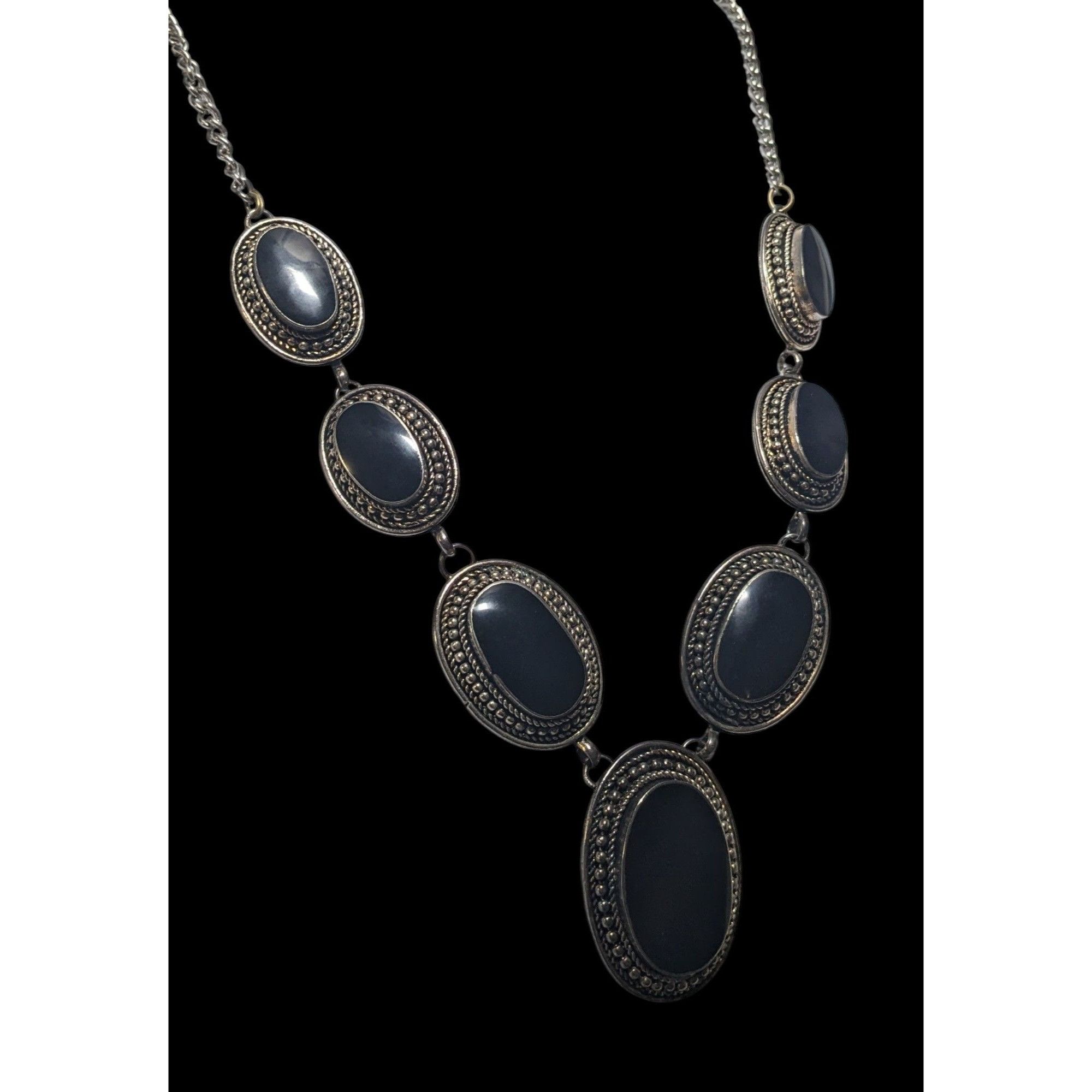 Other Black And Silver Enamel Cabochon Necklace Size ONE SIZE - 3 Thumbnail
