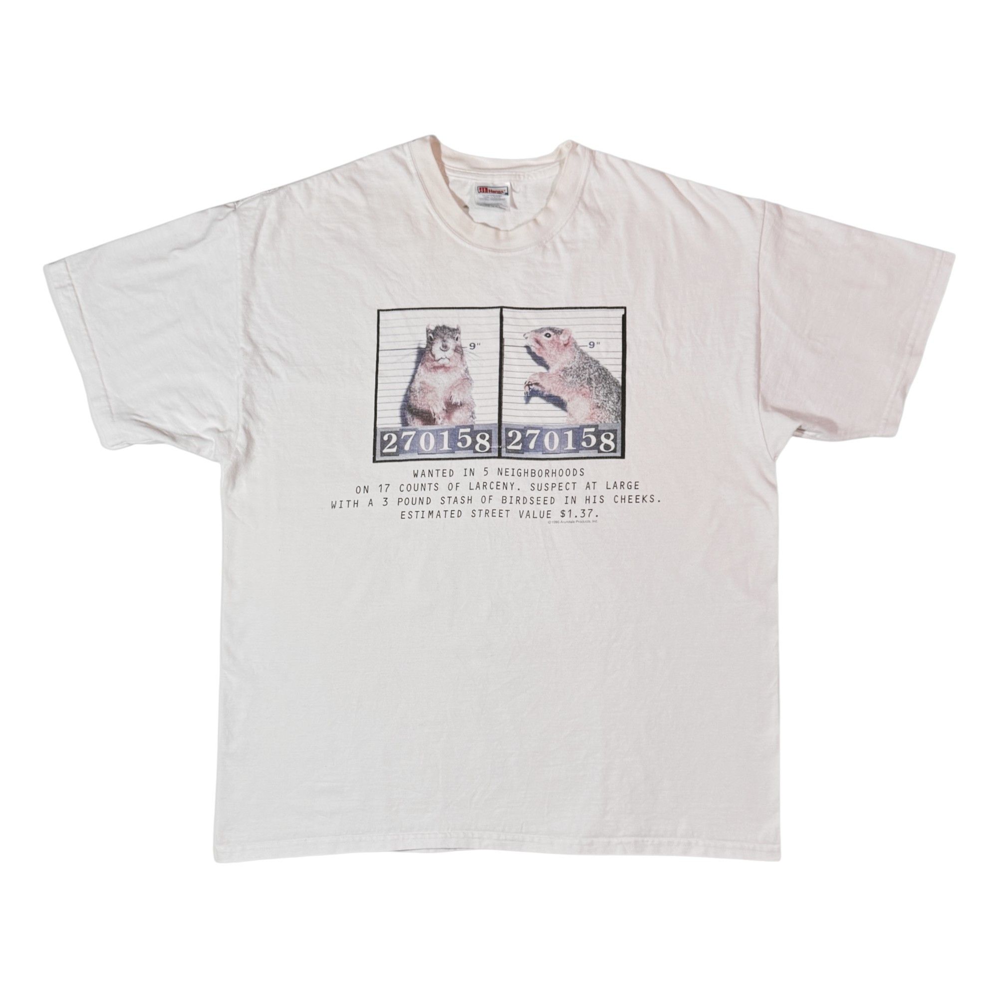 Vintage Vintage 1996 Wanted Squirrel T-shirt Arundale Products Size US XL / EU 56 / 4 - 1 Thumbnail