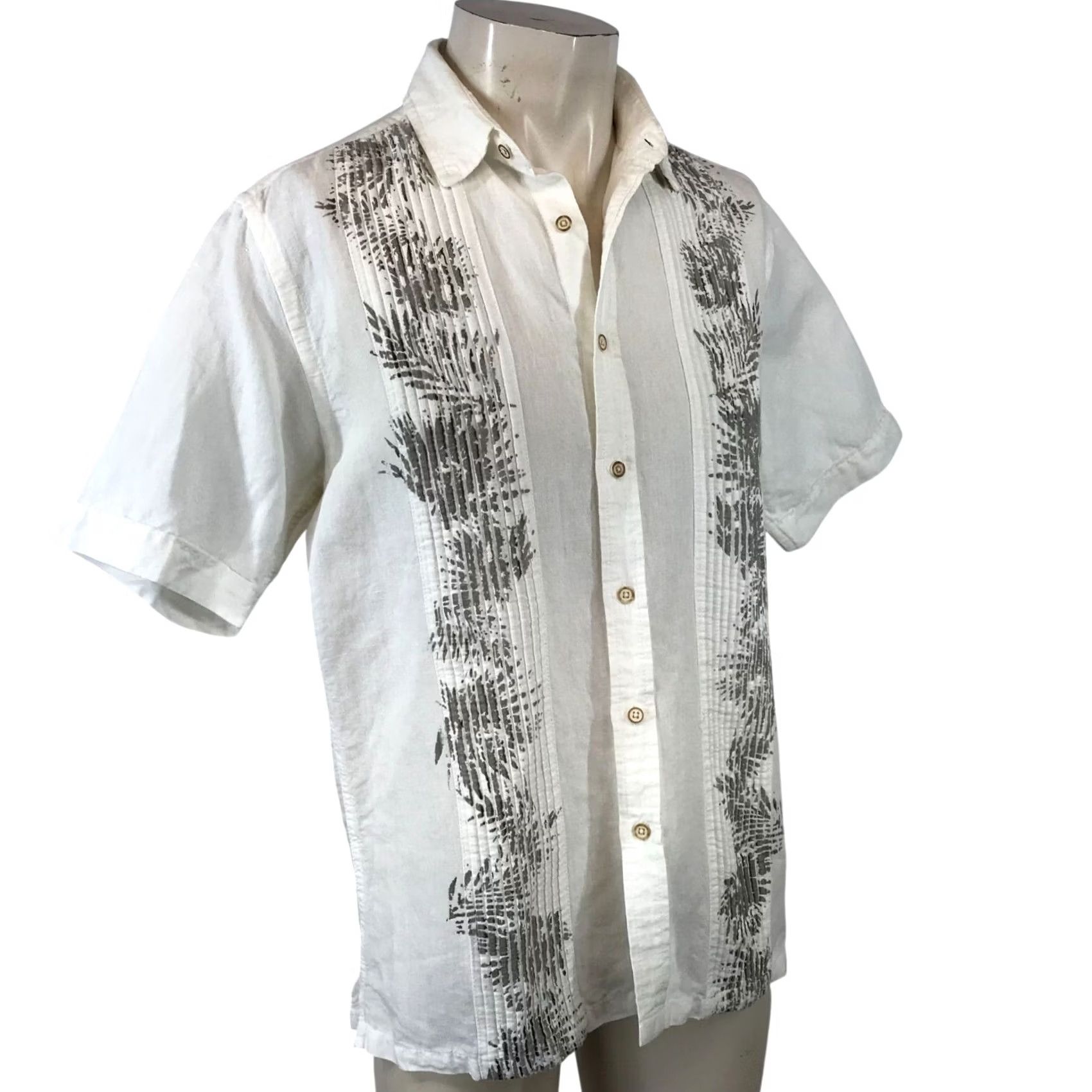 Tasso Elba TASSO ELBA ISLAND MEN'S SMALL WHITE SHORT SLEEVE BUTTON LINEN SHIRT Size US S / EU 44-46 / 1 - 2 Thumbnail