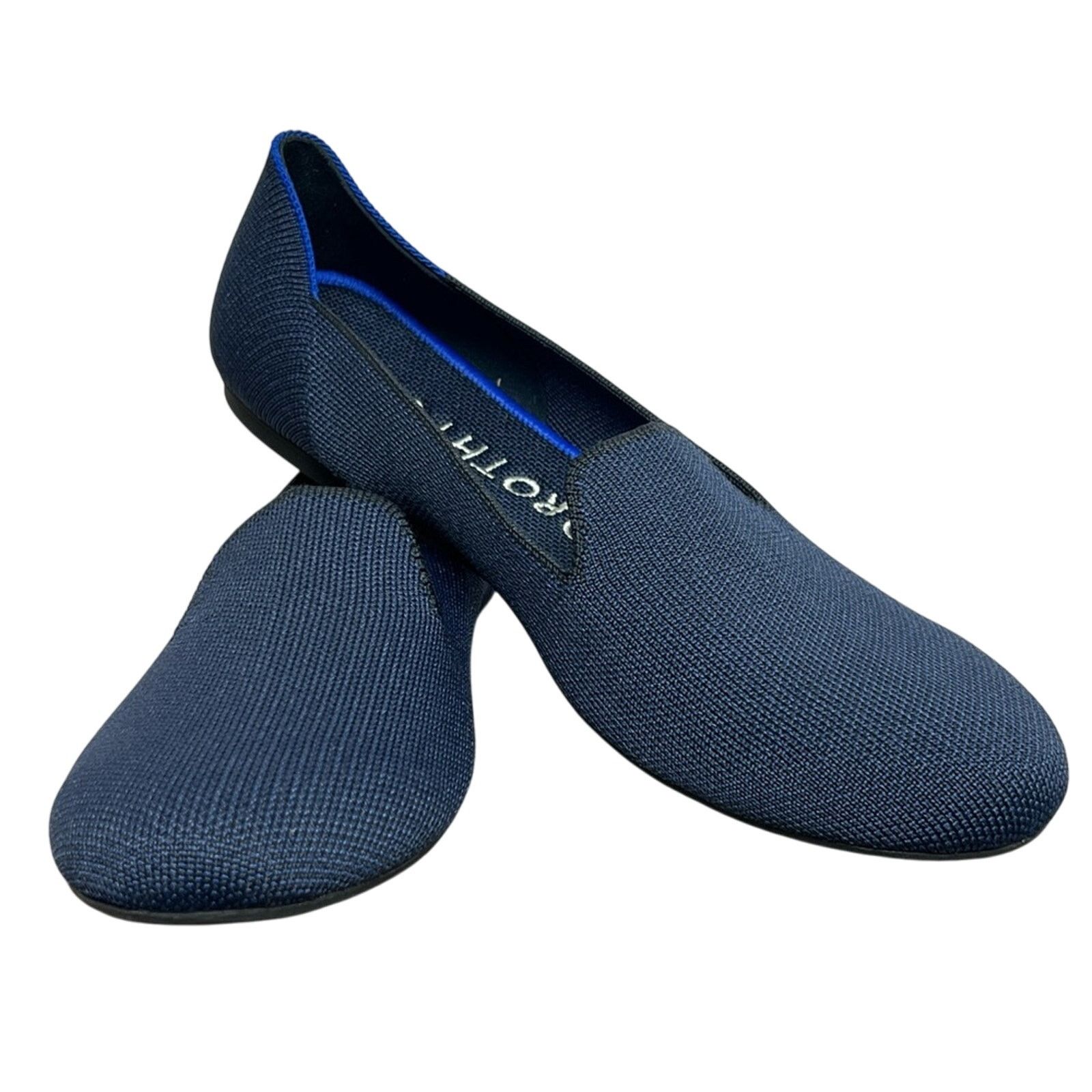 Rothys The Loafer Women's Slip-On Shoes Navy Round Toe Flats