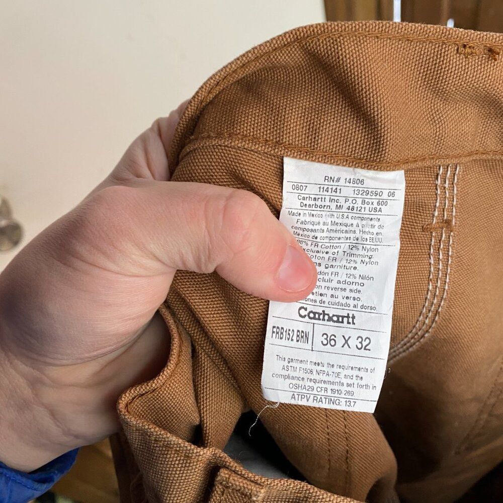 Carhartt Carhartt FRB152BRN Flame Resistant Work Dungaree Canvas Pan Size US 36 / EU 52 - 7 Thumbnail