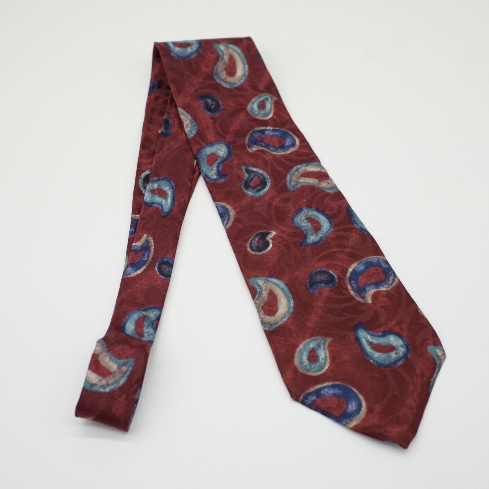 Halston III Halston 3 Abstract Red Paisley Print Wide Silk Tie Size ONE SIZE - 6 Thumbnail