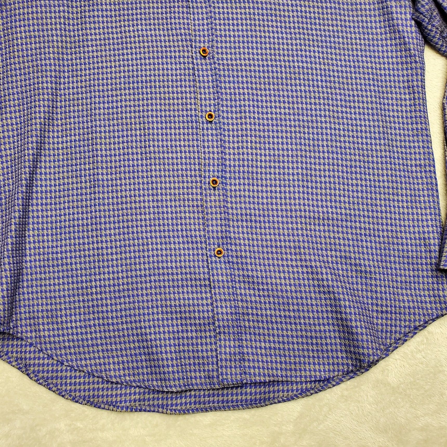 Robert Graham Robert Graham Shirt Mens XL Blue Gray Houndstooth Flip Cuff Casual Size US XL / EU 56 / 4 - 2 Thumbnail