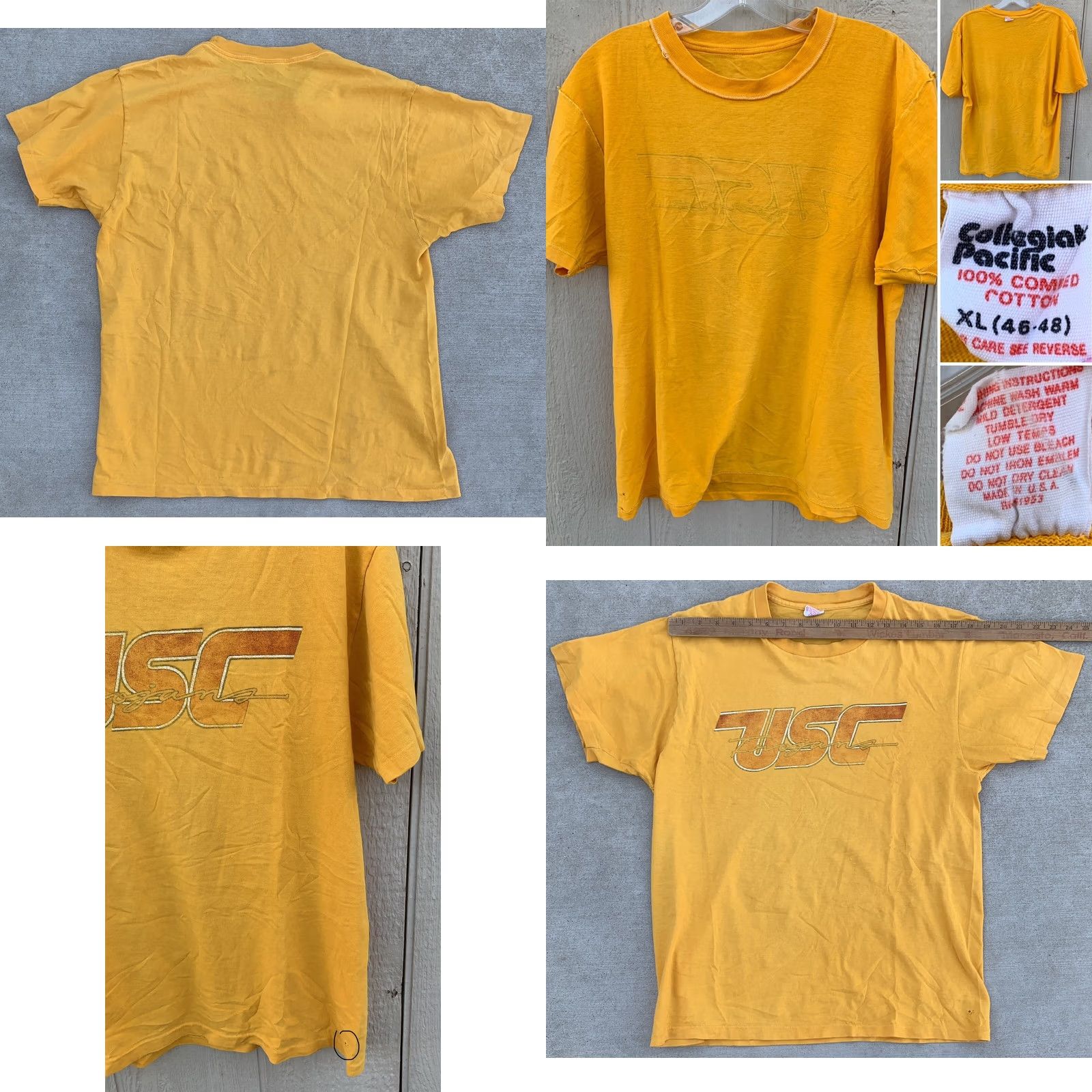 Vintage VINTAGE USC Trojans T Shirt XL Yellow Graphic Tee Mens 70s 80s Collegiate Pacific Cotton Short Sleeve Size US XL / EU 56 / 4 - 10 Thumbnail