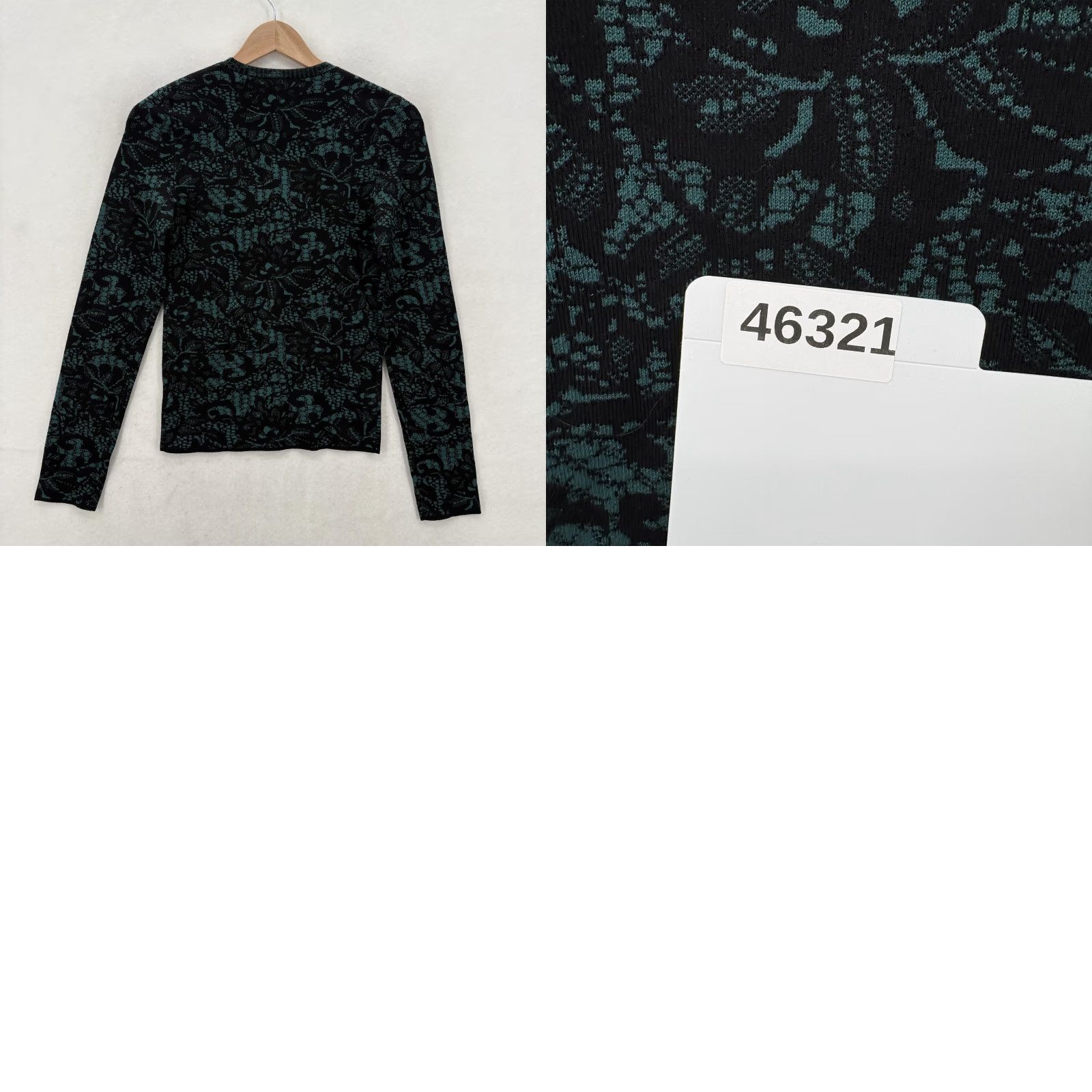 Express Express Sweater Womens Small Green Black Floral Knit Crew Neck Long Sleeve NWT Size S / US 4 / IT 40 - 9 Thumbnail