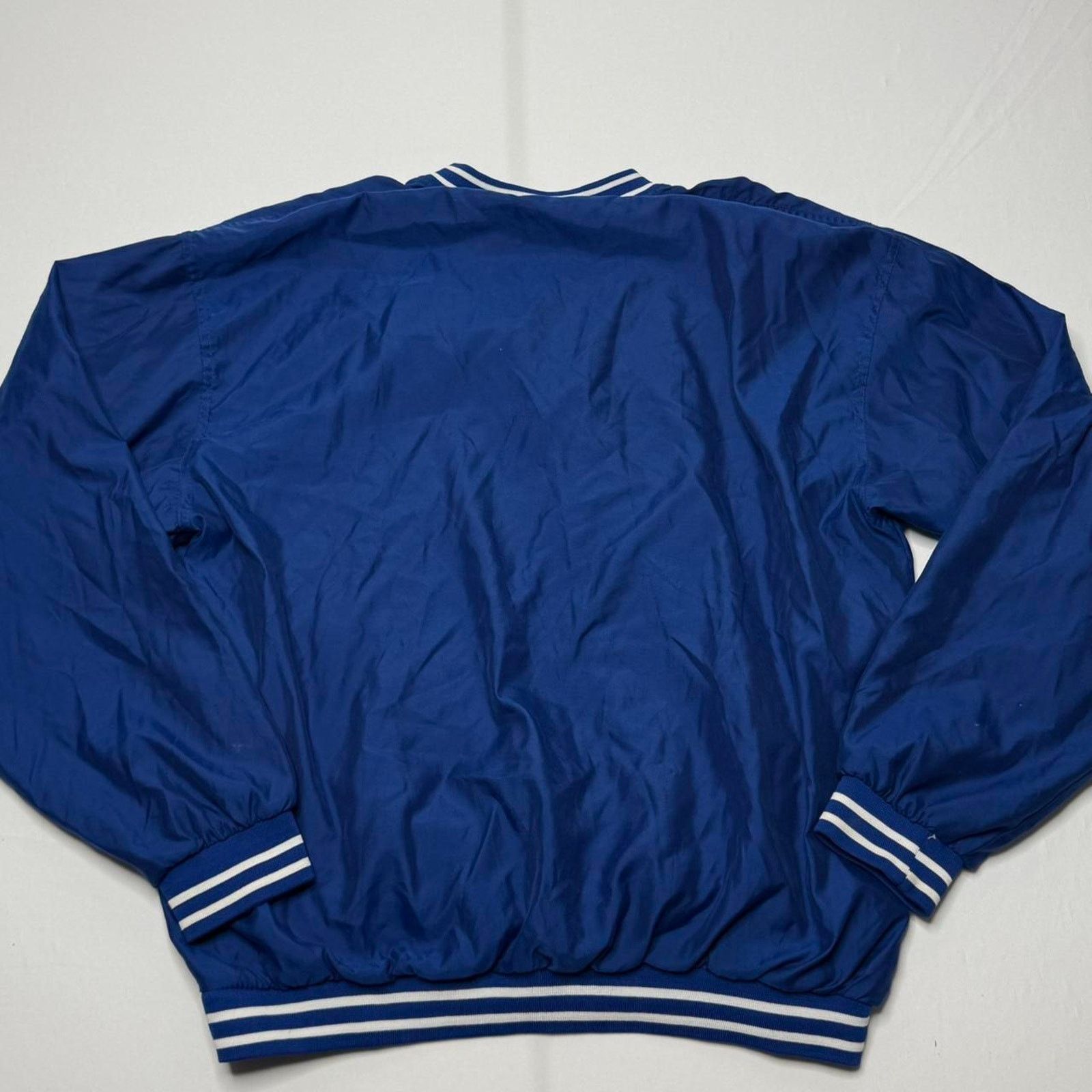 Vintage Reebok Pullover Windbreaker XL Blue Striped Cuffs