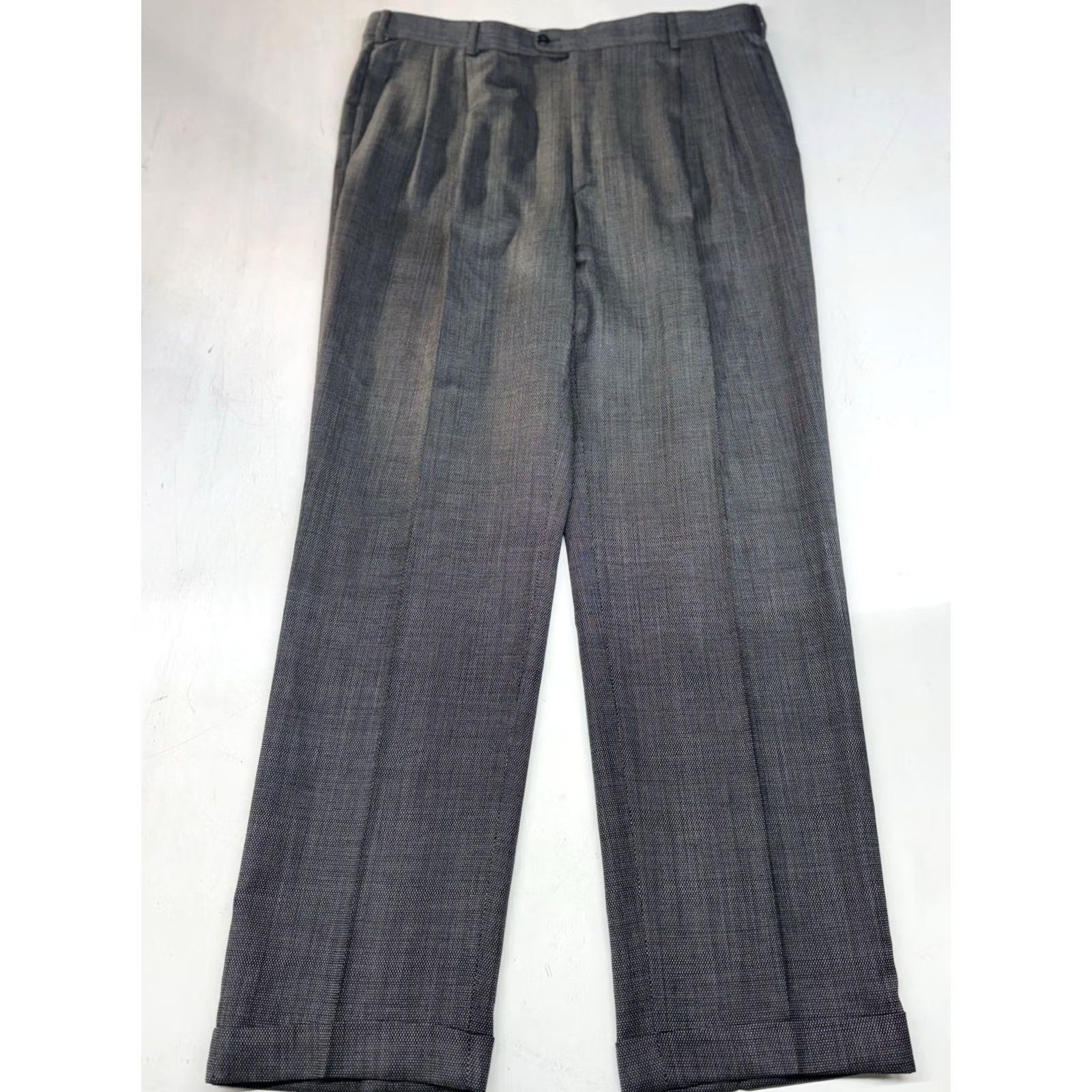Zanella Zanella Bennett Dress Pants Mens 38x33 Gray Wool Pleated Cuffed Italy Formal Size US 38 / EU 54 - 2 Thumbnail