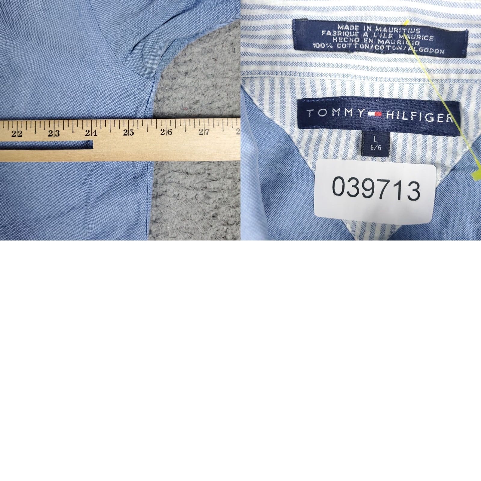 Tommy Hilfiger VINTAGE Tommy Hilfiger Men's Shirt Large Blue Casual Button-Up Long Sleeve Cotton 90s Classic Size US L / EU 52-54 / 3 - 8 Thumbnail