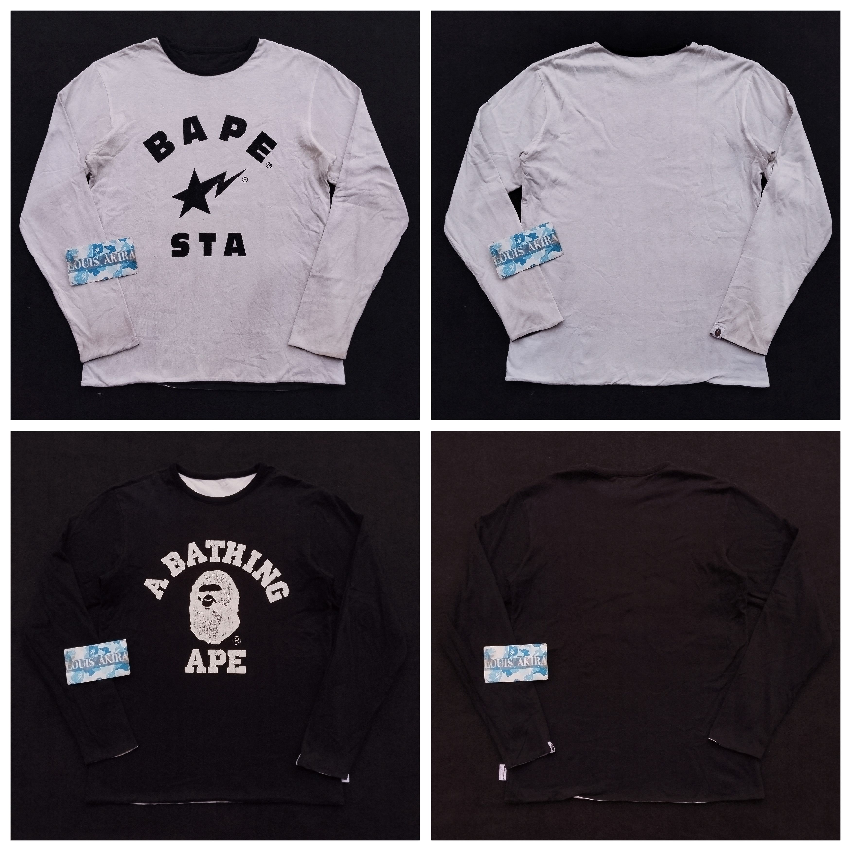 Bape × Stussy RARE Bape x Stussy L/S T Shirt Large Black/White