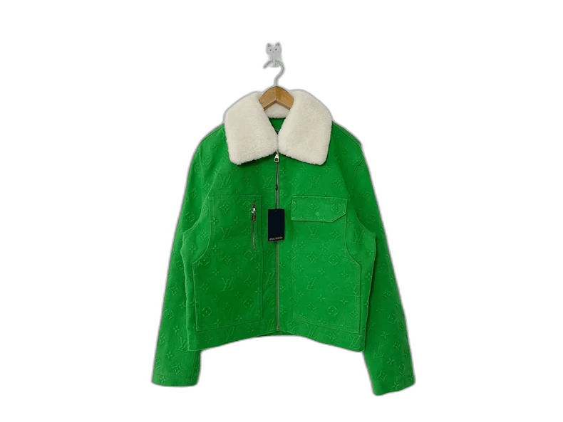 Louis Vuitton Louis Vuitton Green Denim Jacket with Fur Collar Size US L / EU 52-54 / 3 - 1 Thumbnail