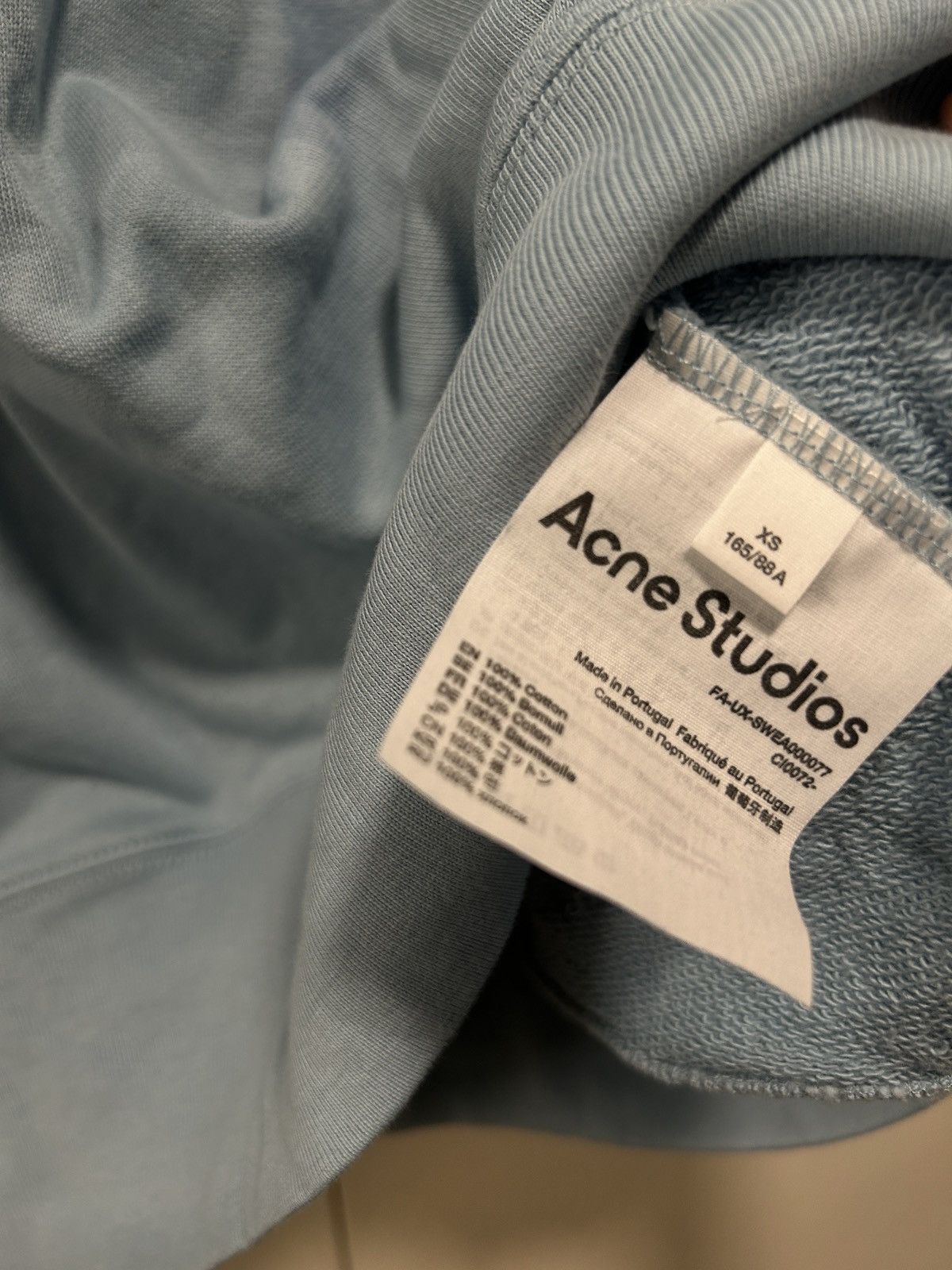 Acne Studios ACNE STUDIOS FAIRVIEW FACE CREW SWEAT POWDER BLUE Size US XS / EU 42 / 0 - 6 Thumbnail