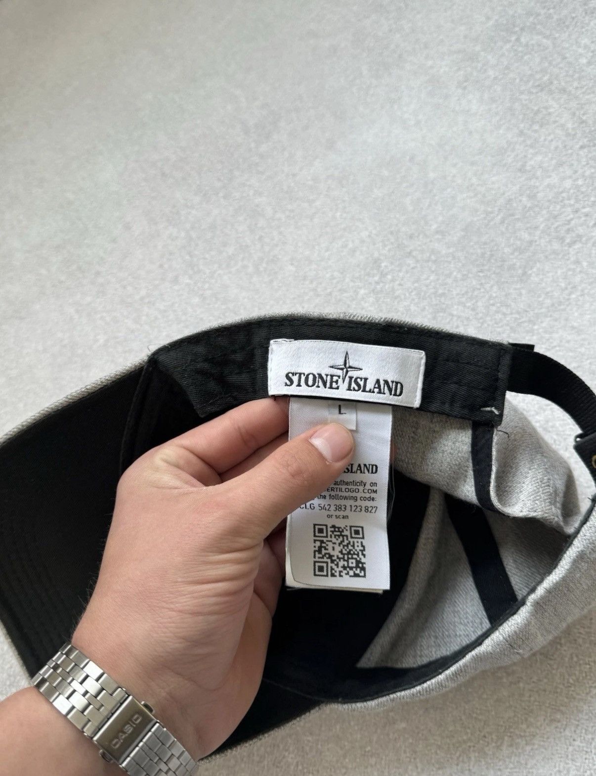 Stone Island Stone Island Big Logo Gray Polyester - Wool Cap Men Size L Size ONE SIZE - 9 Thumbnail