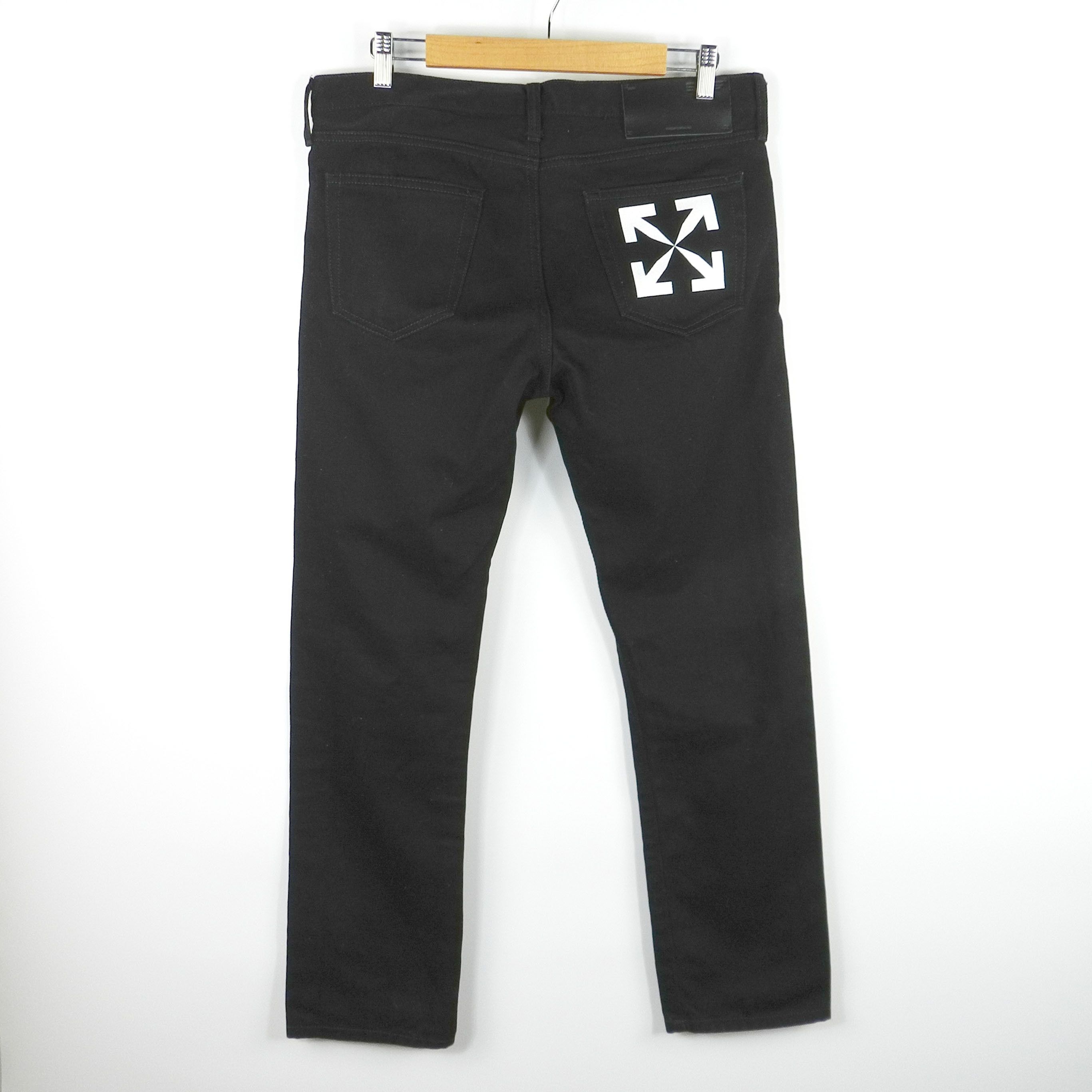 image of Off White Logo Black Pants, Men's (Size 32)