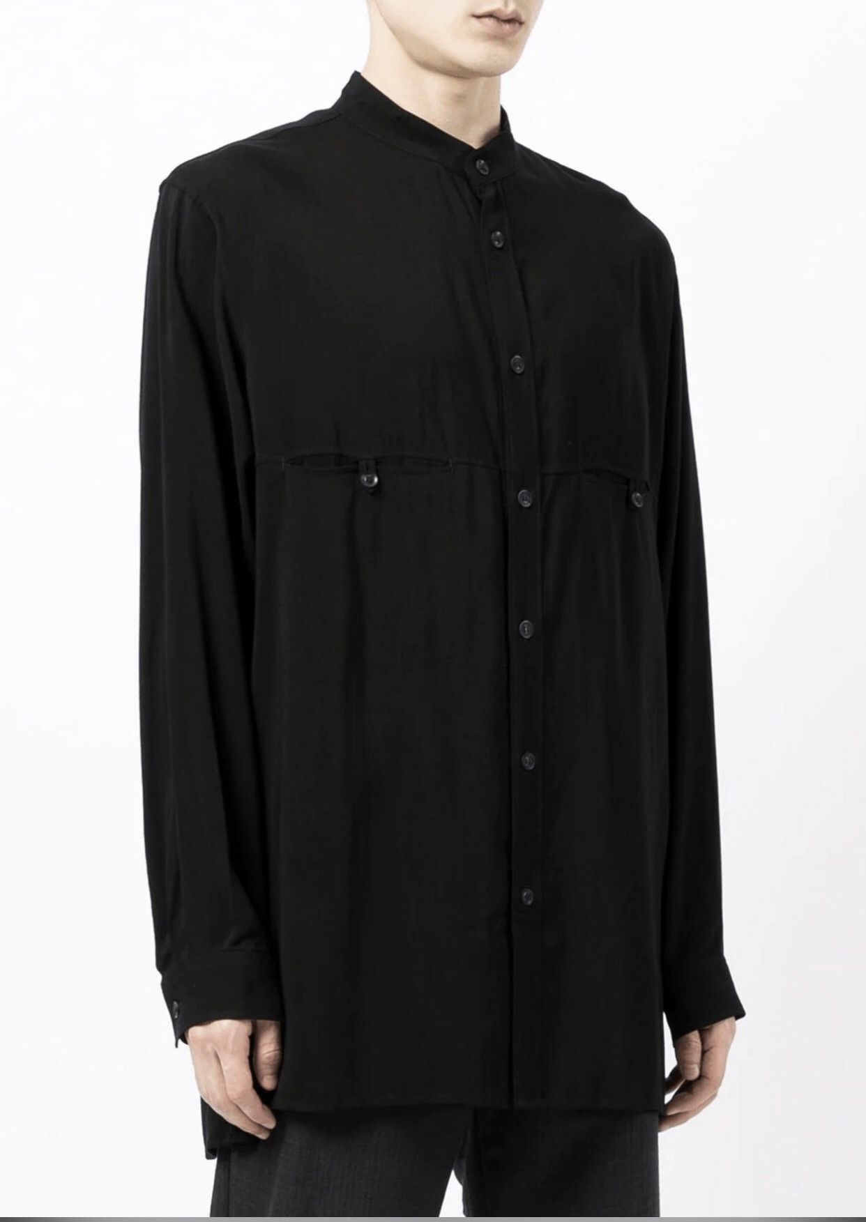 image of Yohji Yamamoto 21Aw Band Collar Shirt in Black, Men's (Size Medium)