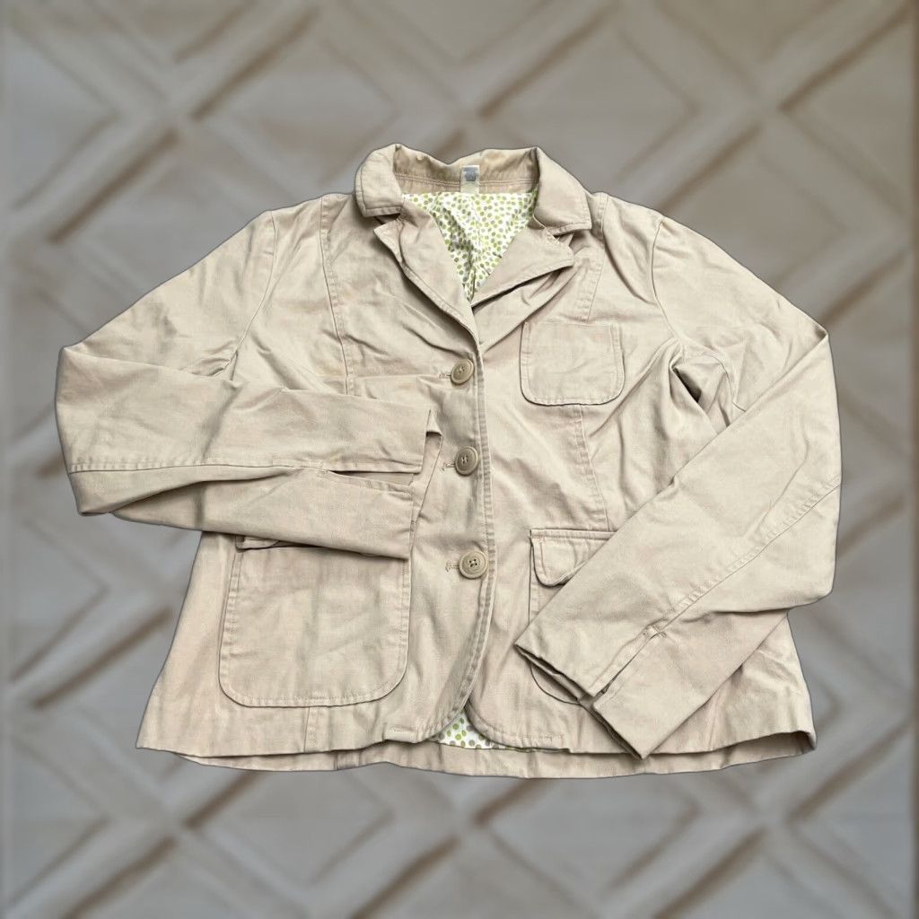 Old Navy Old Navy Blazer Jacket Womens Large Brown Polka Lining Pockets 100% Cotton Work Size L / US 10 / IT 46 - 1 Thumbnail