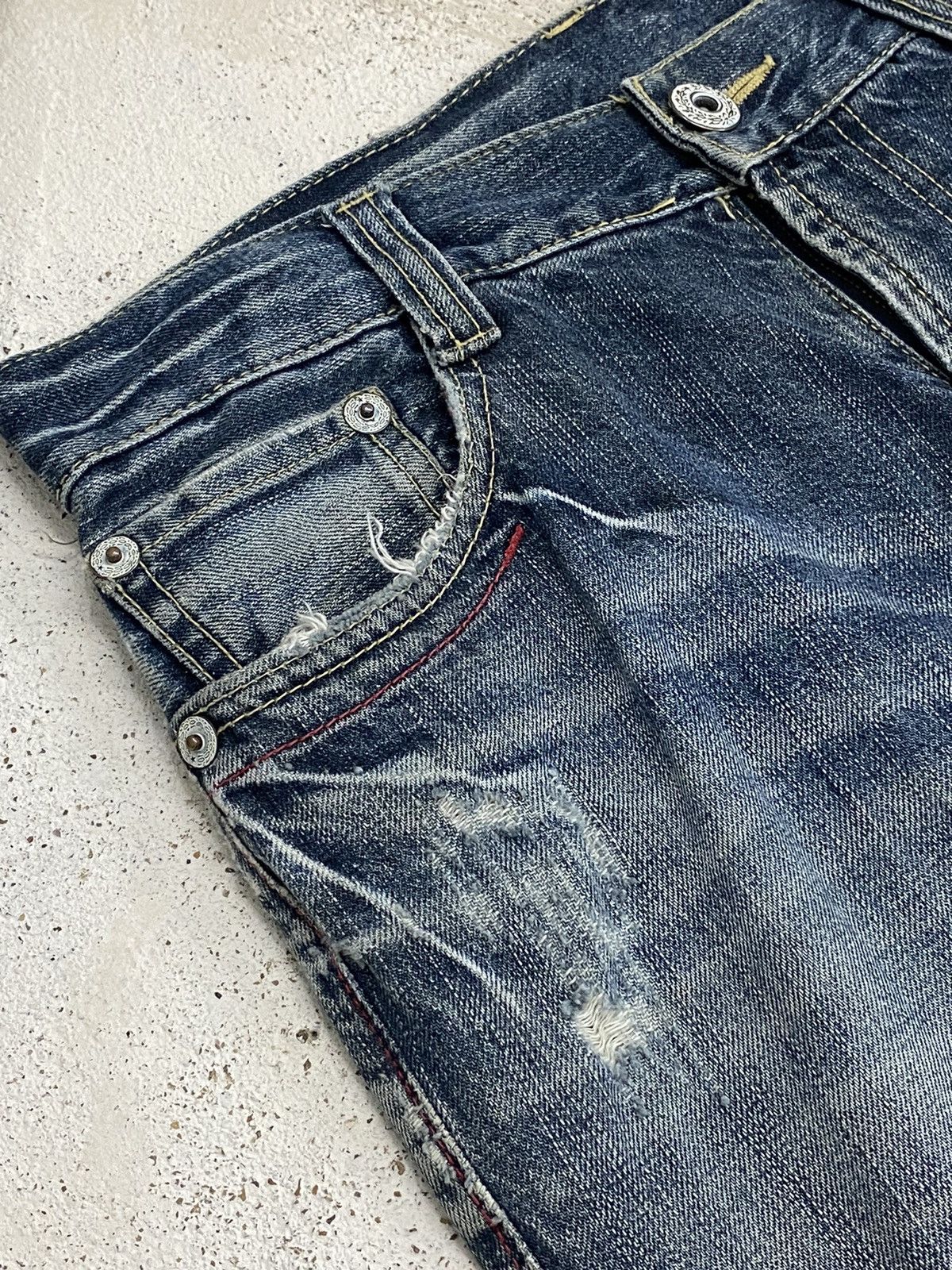 Japanese Brand Winger Japan Patch Embellishments Blue Way Distressed Jean Size US 31 - 8 Thumbnail