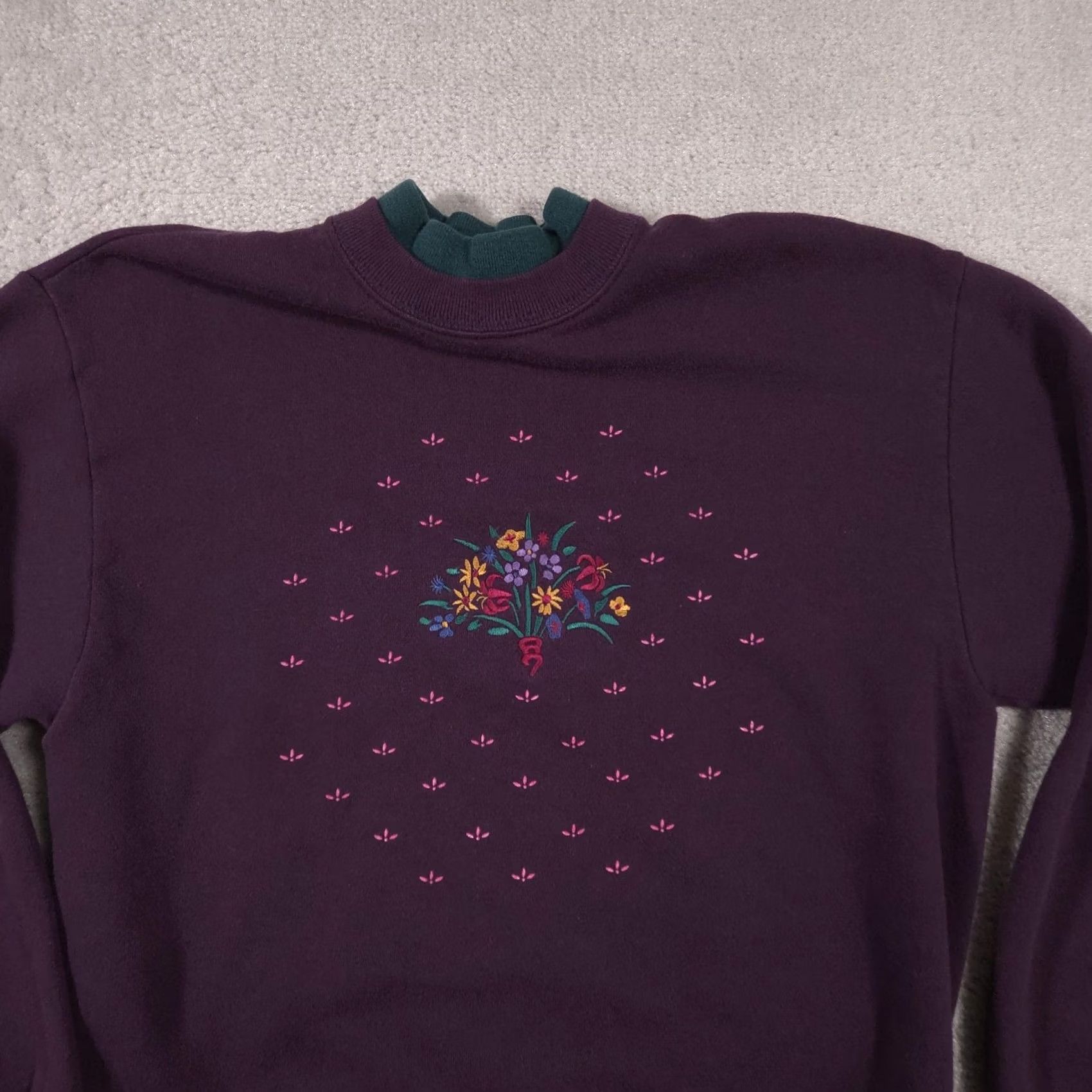 Vintage Gopher Sport Sweatshirt Womens Medium Purple Floral Embroidered Made USA Size M / US 6-8 / IT 42-44 - 3 Thumbnail