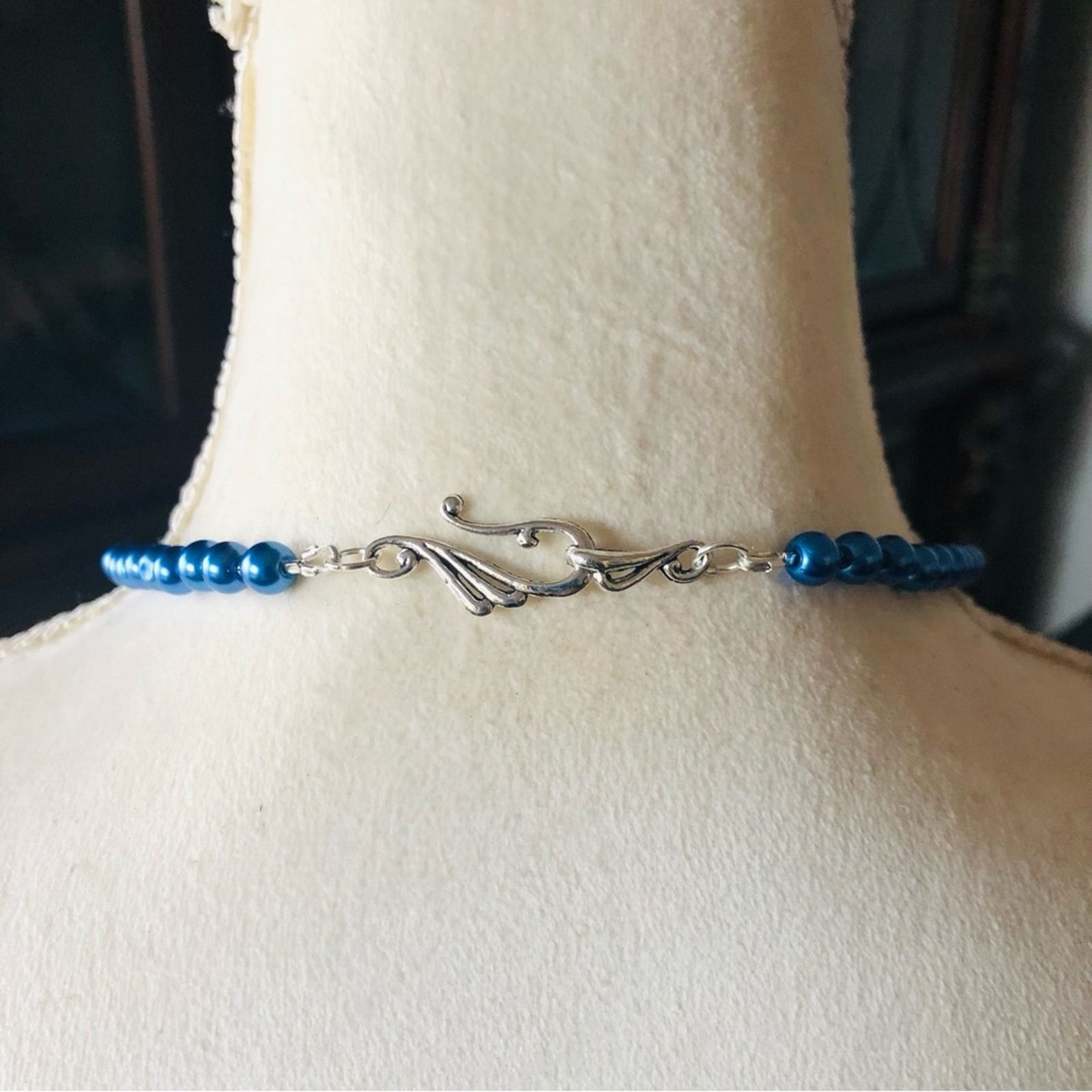 Handmade Handcrafted repurpose blue crystal chandelier Pearl necklace Size ONE SIZE - 7 Thumbnail
