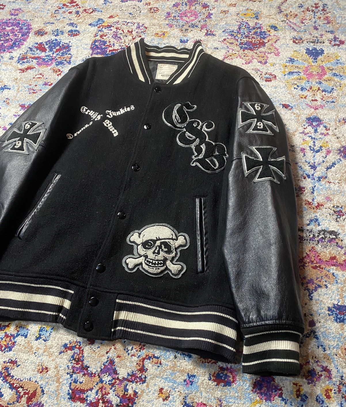 Japanese Brand Vintage 90s Crush & Burn Full Grain Leather Bomber Jackets Size US L / EU 52-54 / 3 - 5 Thumbnail