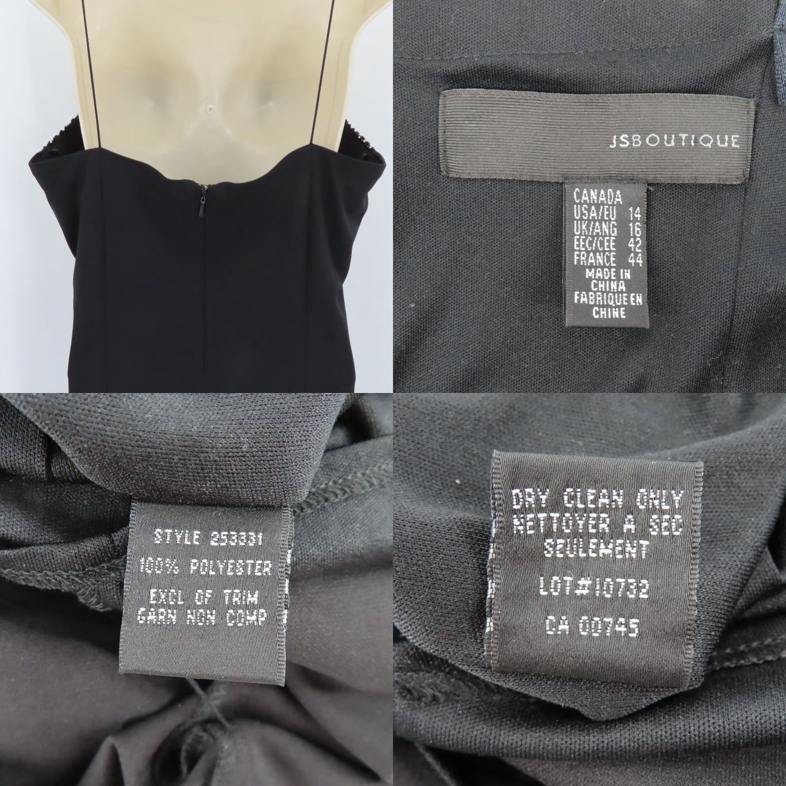 Vintage Vintage JS Boutique Womens 14 Black Beaded Maxi Dress Gown User: Vintage JS Boutique Womens Size 14 Black Beaded Maxi Dress Gown Size XL / US 12-14 / IT 48-50 - 8 Thumbnail