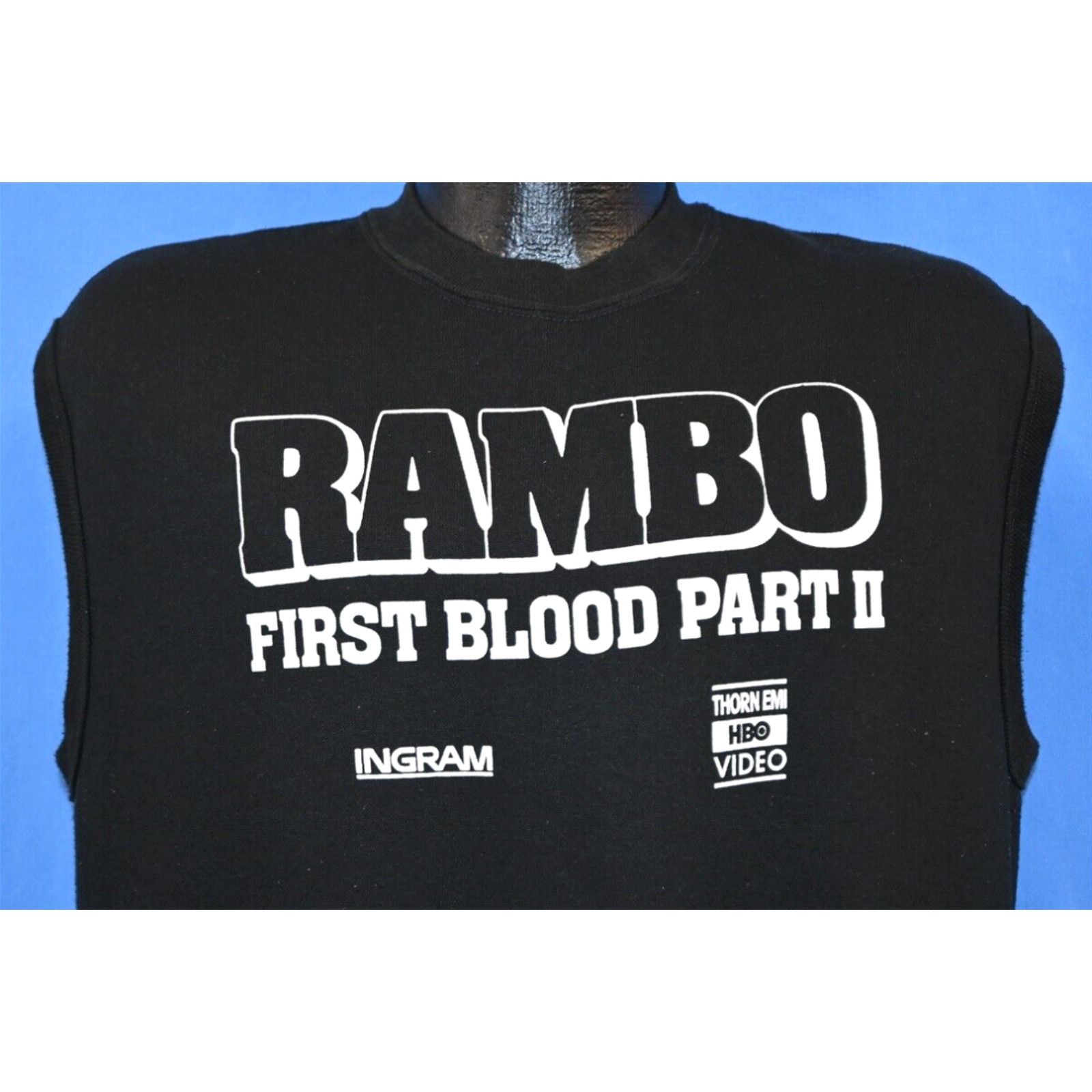 image of Vintage VTG 80's Rambo First Blood Part 2 Action Film Sylvester Stallone Sweatshirt XL in White