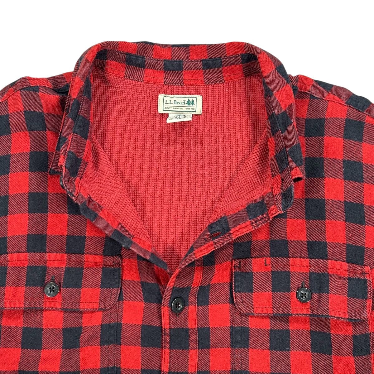 L.L. Bean VTG L.L. Bean Red & Black Plaid Thermal Lined Flannel Shirt Size US XL / EU 56 / 4 - 3 Thumbnail