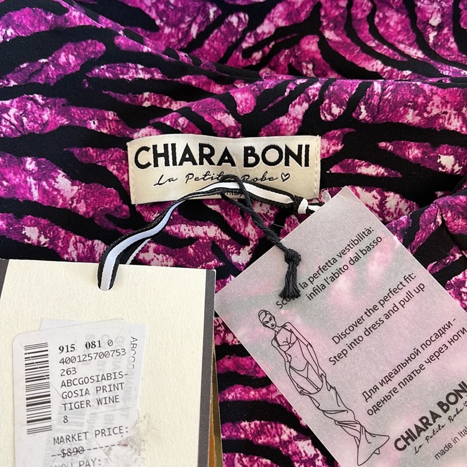 Chiara Boni Chiara Boni One Shoulder Purple Zebra Bodycon Dress 8 Size M / US 6-8 / IT 42-44 - 7 Thumbnail