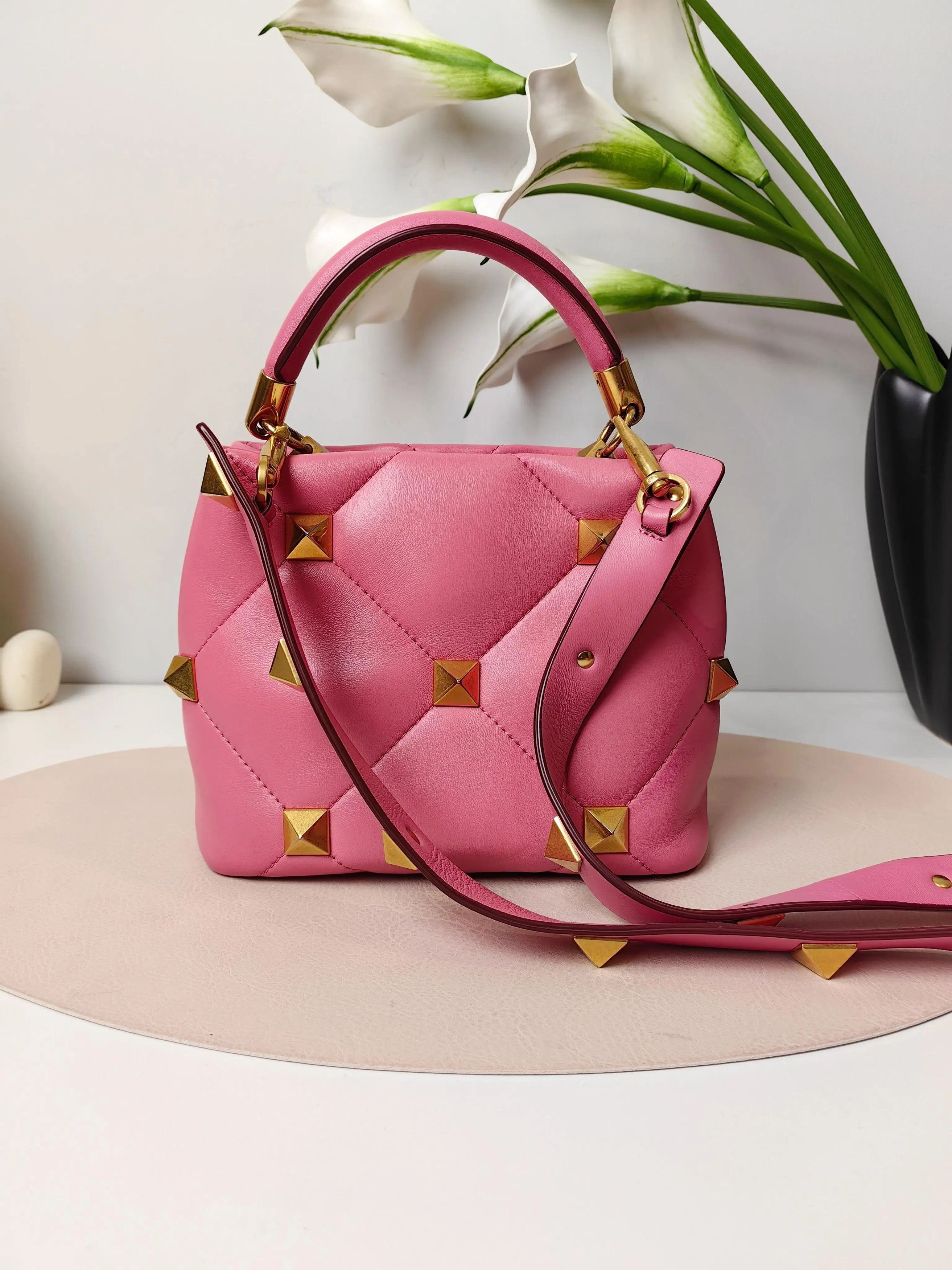 Valentino Valentino Roman Stud Pink Handbag Size ONE SIZE - 2 Thumbnail