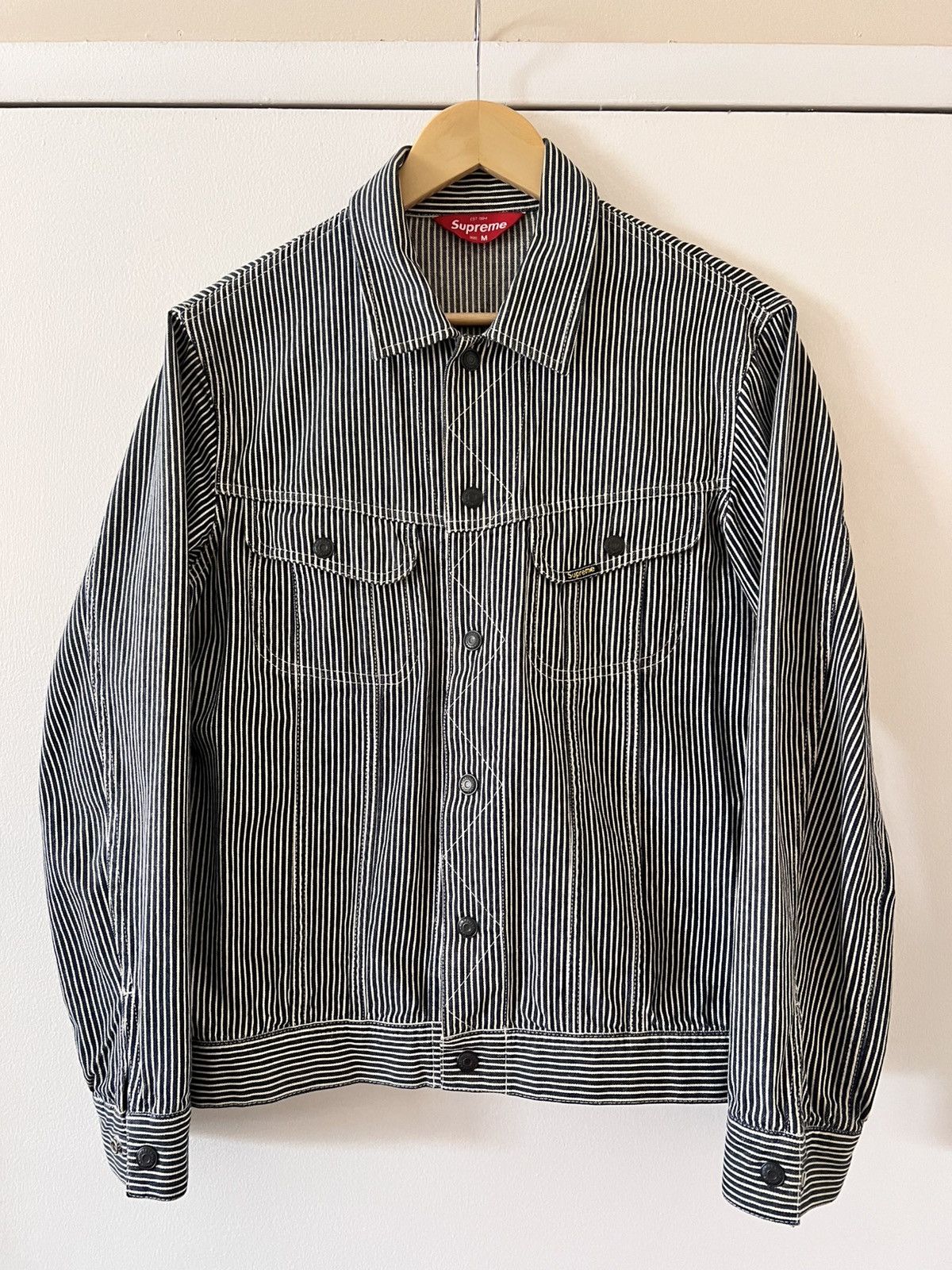 Supreme Hickory Striped Denim Trucker Jacket