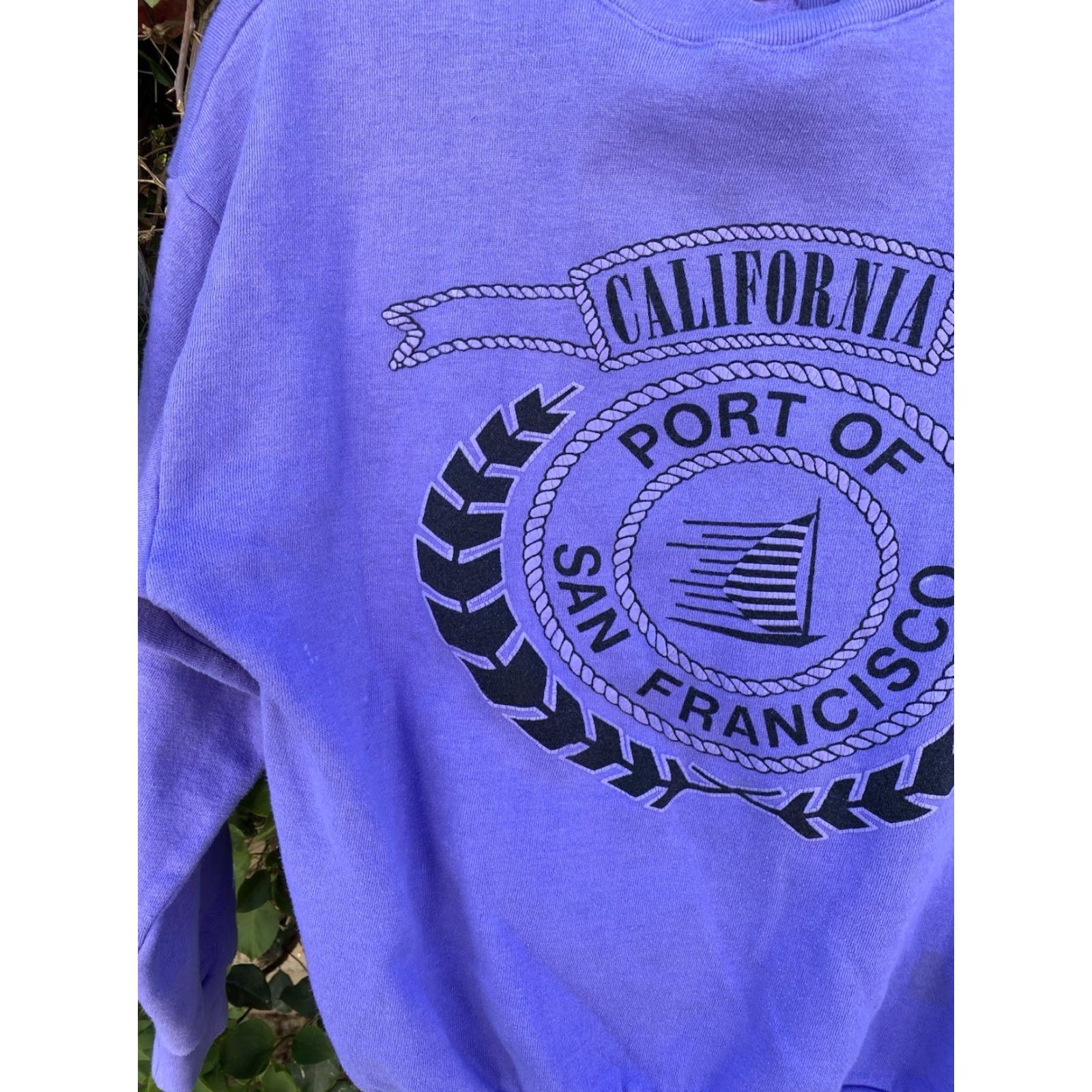 Vintage VINTAGE The Tops Port Of San Francisco Sweatshirt Purple Purple USA Made L Large Cotton Polyester blend Graphic Print Pullover Crewneck Men Size US L / EU 52-54 / 3 - 5 Thumbnail