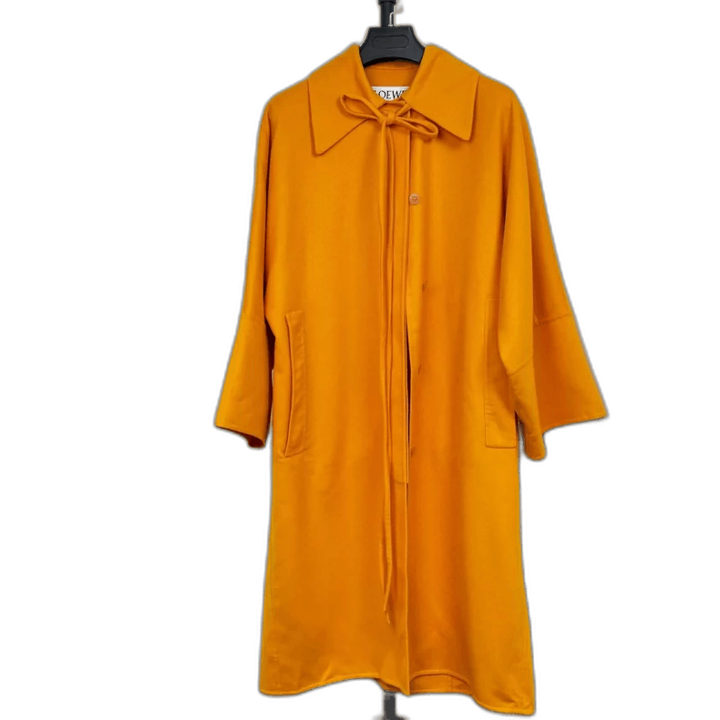 Loewe Yellow Cashmere Long Coat with Bow Details Size XS / US 0-2 / IT 36-38 - 1 Thumbnail