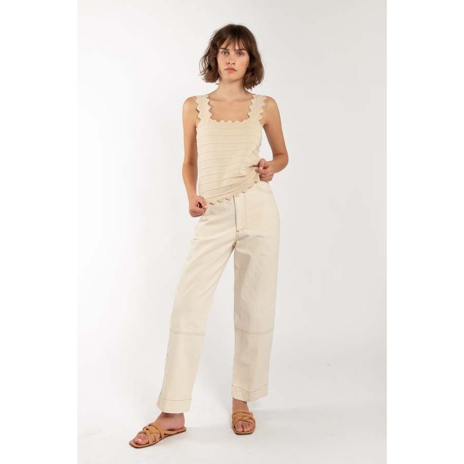 Other Micaela Greg Cream Seamed Straight Jeans Women’s XS Size 25" / US 0 / IT 36 - 1 Thumbnail
