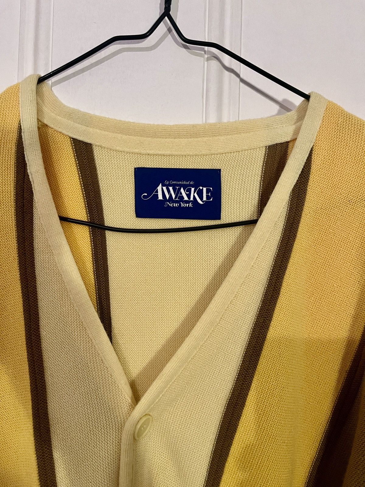 Awake NY Wool stripped cardigan yellow
