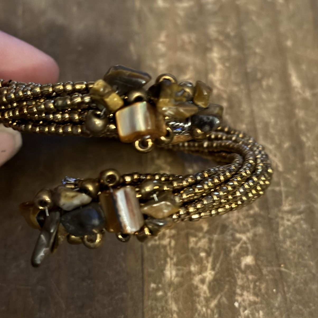 Other Twisted gold bead natural stone accent wrap bracelet Size ONE SIZE - 4 Thumbnail