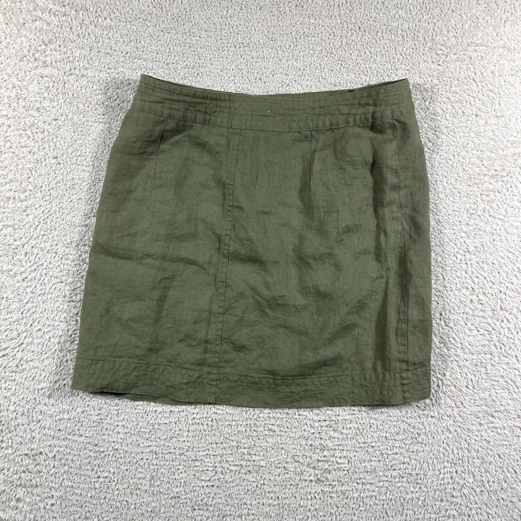 Vintage VINTAGE MAX Studio 100% Linen Skirt Women’s 4 Army Green A Line Mini Skirt Y2K Sailor Skirt Womens Mens? Size 27" / US 4 / IT 40 - 2 Thumbnail