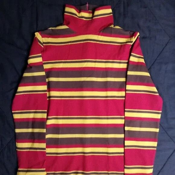 Other Vintage 70s Striped Polyester Turtleneck Shirt Top Size M / US 6-8 / IT 42-44 - 2 Thumbnail