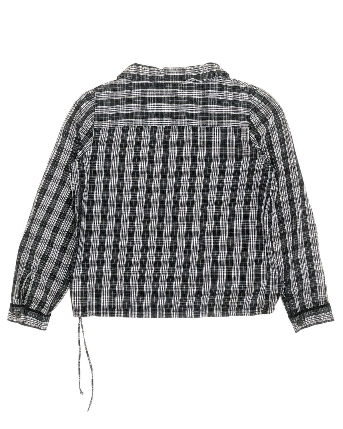 A.P.C. A.P.C Shawl Collar Navy-Grey Plaid Check Blouse Size S / US 4 / IT 40 - 2 Thumbnail