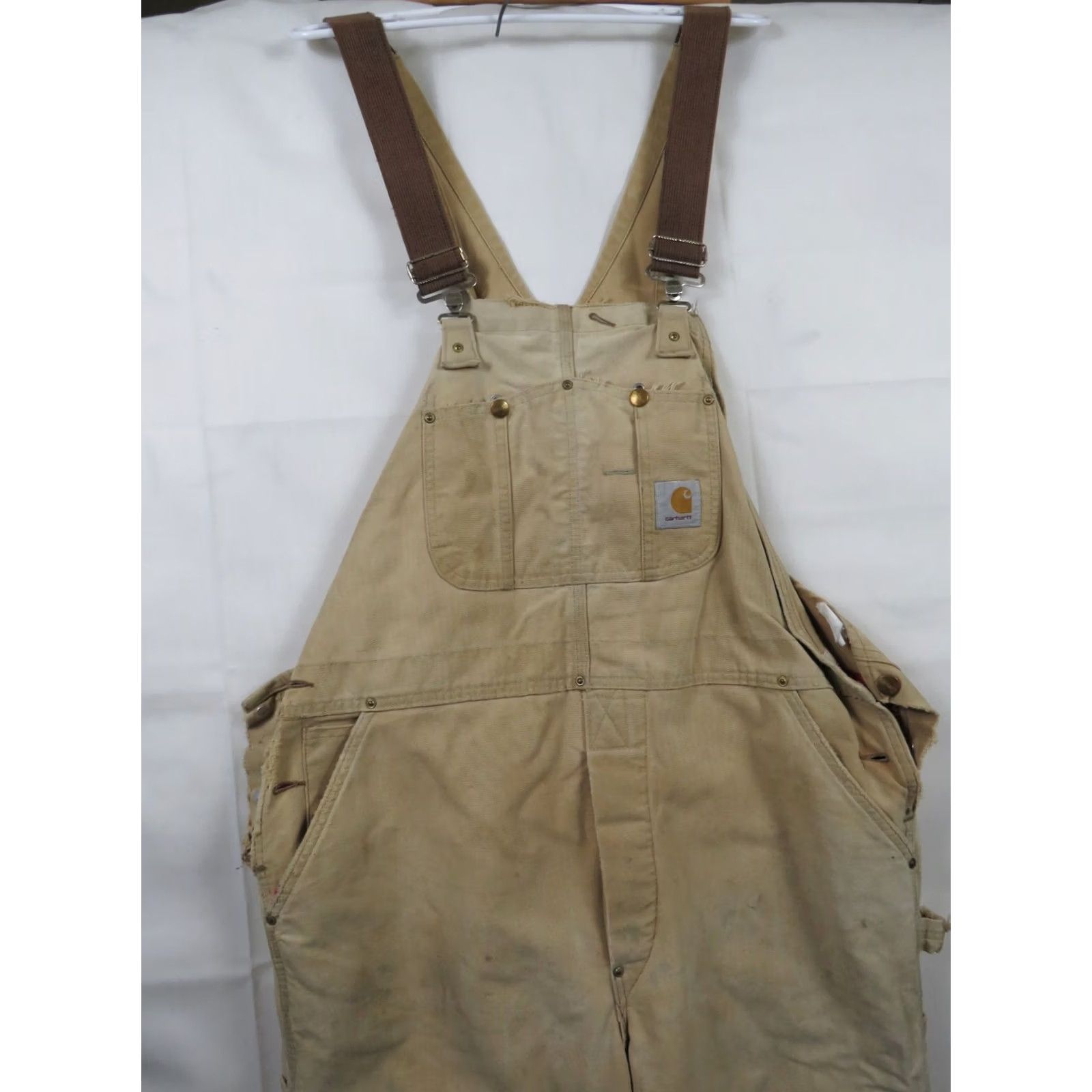 Carhartt VINTAGE Carhartt Bib Overalls 42X30 Brown Canvas Carpenter Duck insulated USA Union made Mens Size US 42 / EU 58 - 3 Thumbnail